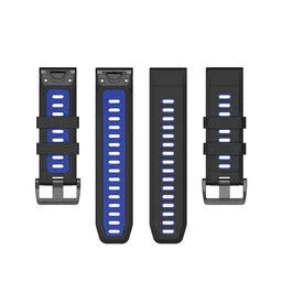 Silicone Sport Buckle Strap, laid flat, separate parts, top and underside view