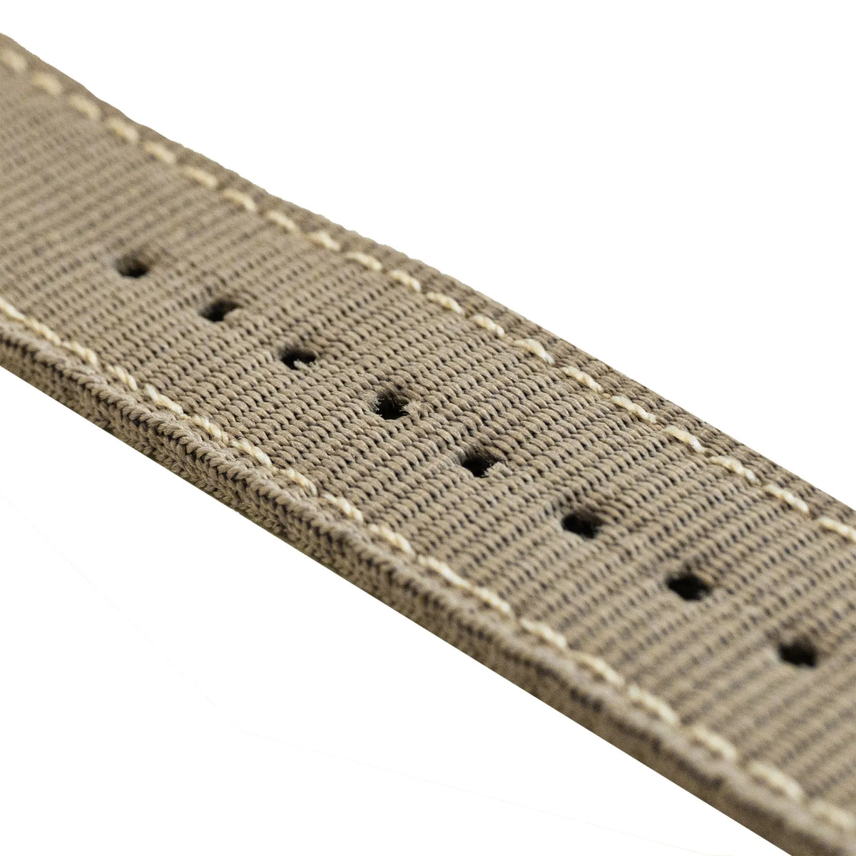 Nylon Buckle Strap, khaki, laid flat, joined, 45° top view
