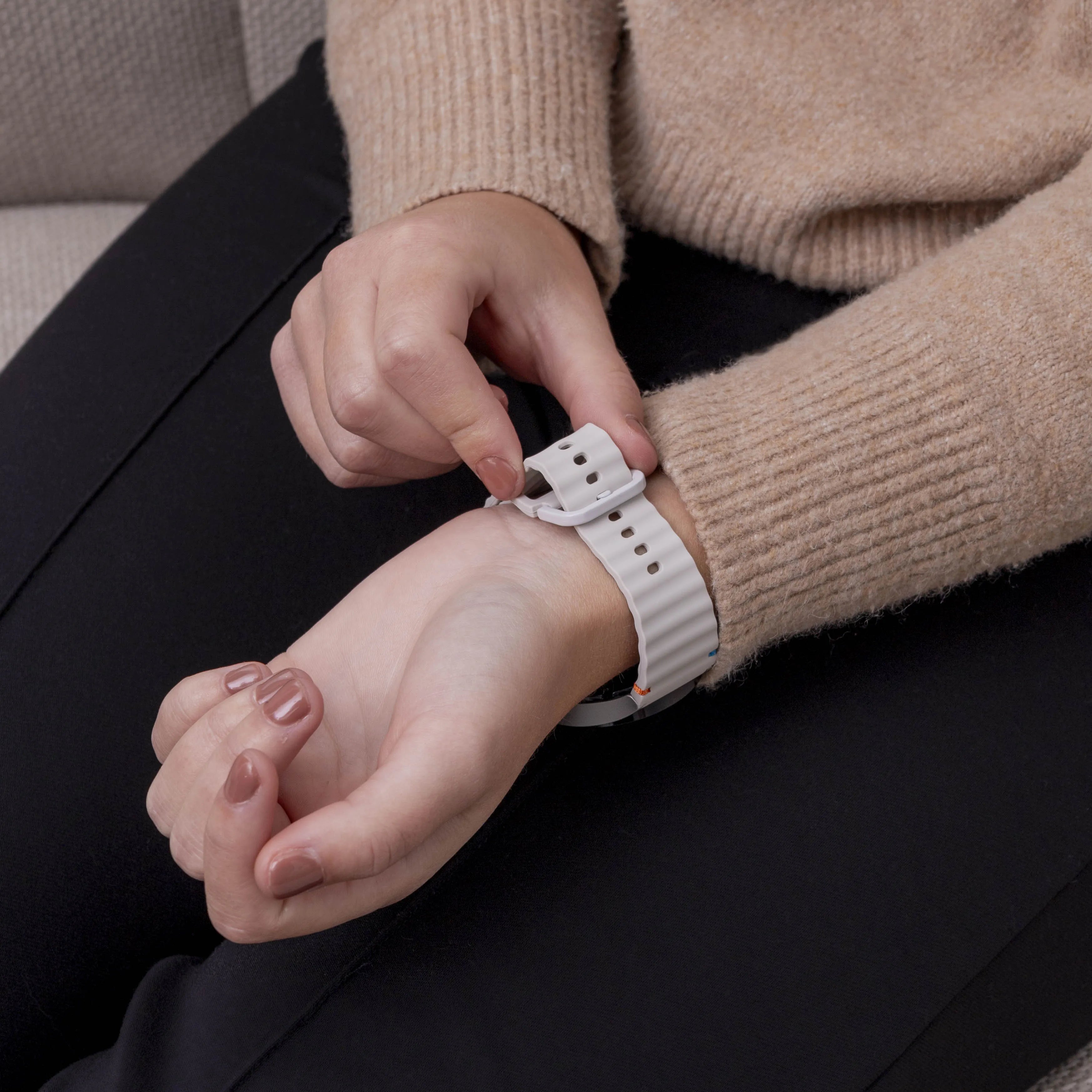 Wave Silicone Strap, starlight, lifestyle photo