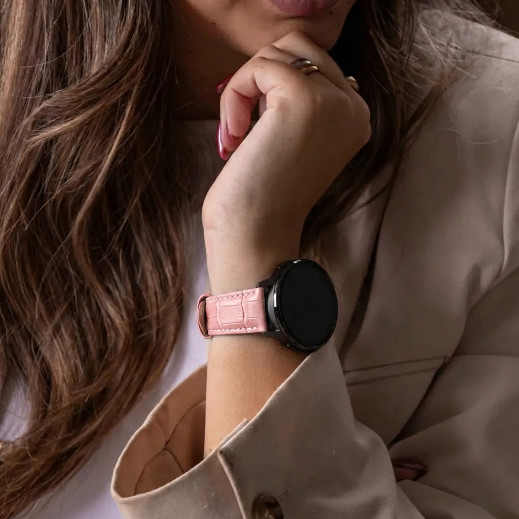 Samsung Galaxy Watch 7 - 40mm Leather Crocodile Grain Strap (Soft Pink)