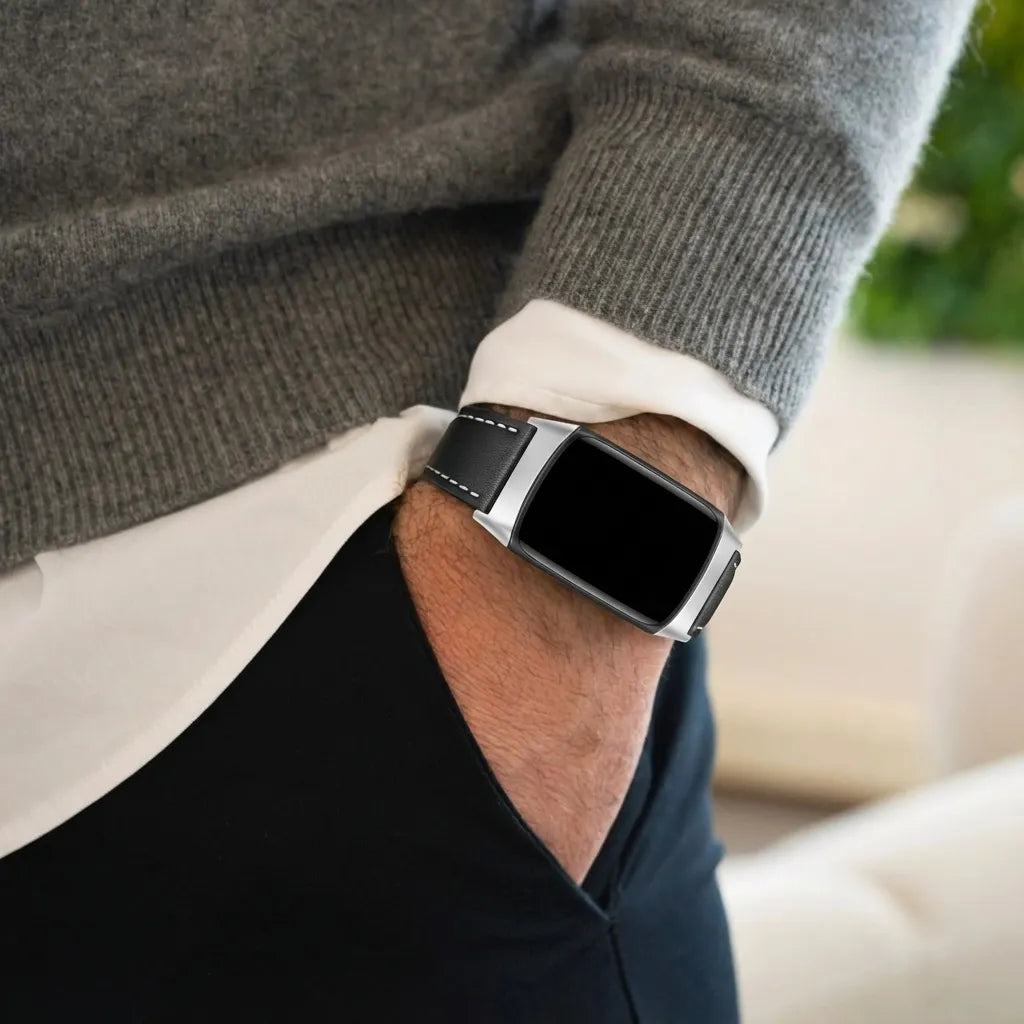 Fitbit Charge 6 Modern Leather Strap (Black)