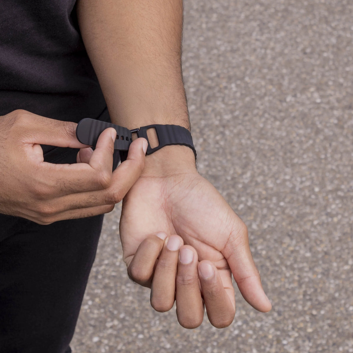 Wave Silicone Strap, black, lifestyle photo