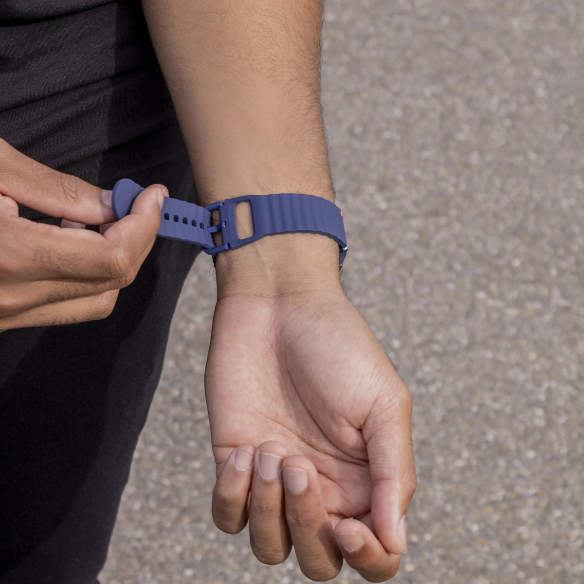 Wave Silicone Strap, dark blue, lifestyle photo
