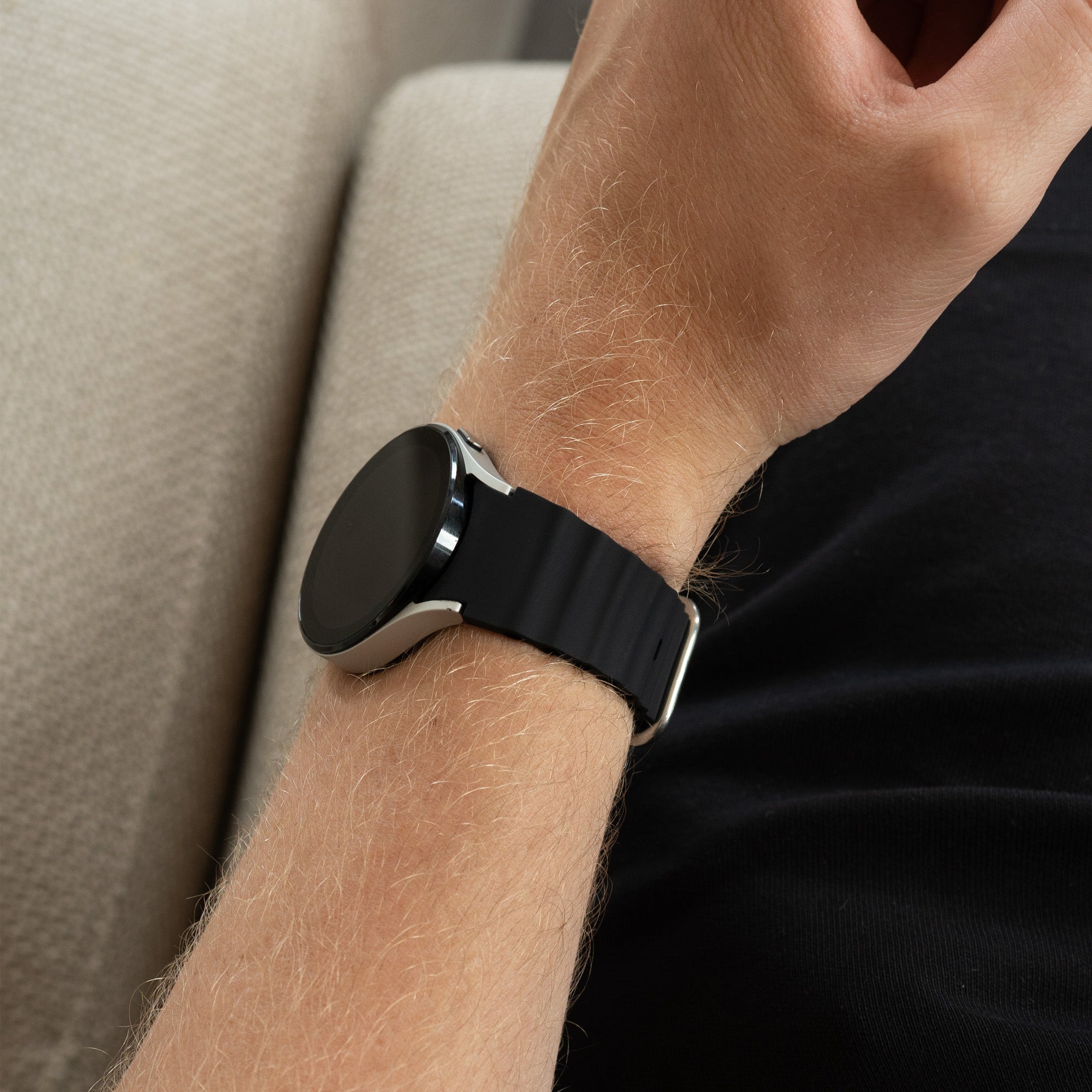Silicone Ocean Strap, black, lifestyle photo