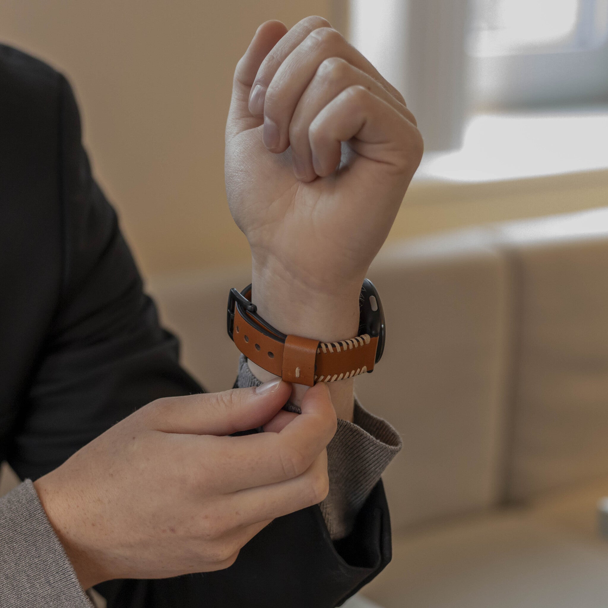 Samsung Galaxy Watch 6 - 40mm Stitched Leather Strap (Brown)