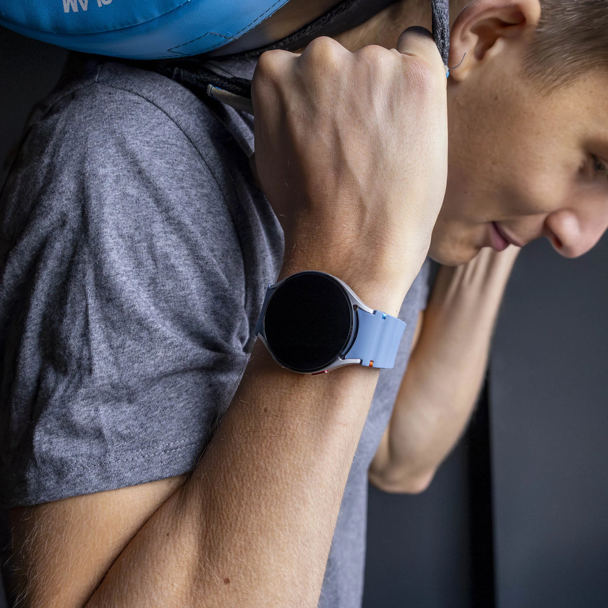 Wave Silicone Strap, grey-blue, lifestyle photo