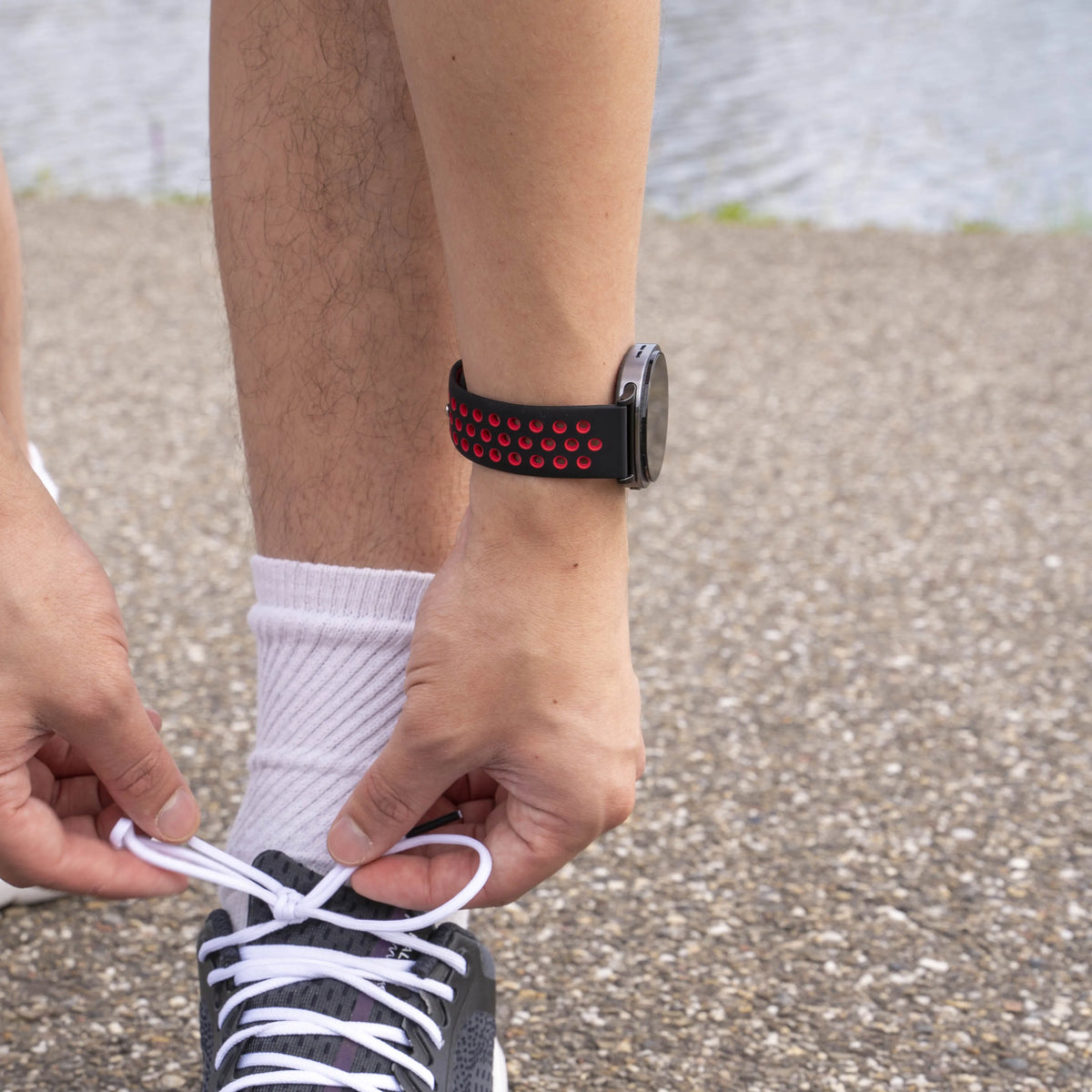 Silicone Sport Strap, black/red, lifestyle photo