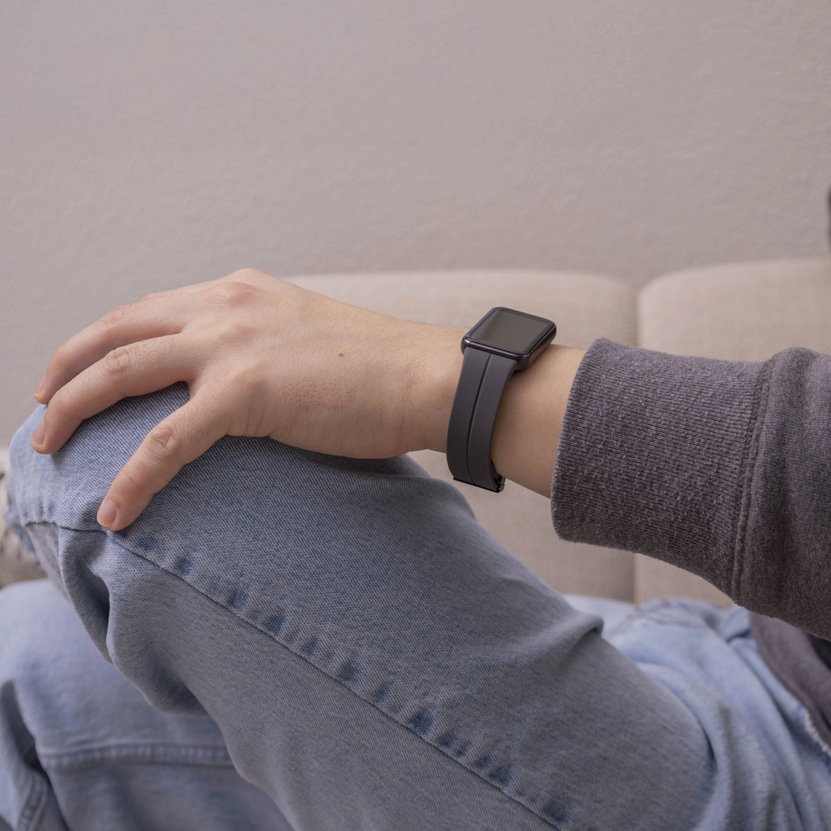D-Buckle Silicone Strap, dark grey, lifestyle photo