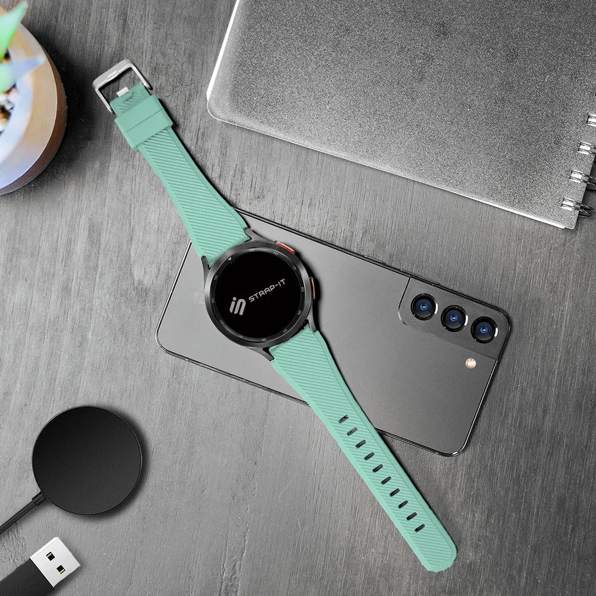 Coros Pace 4 Twill Silicone Strap (Aqua)