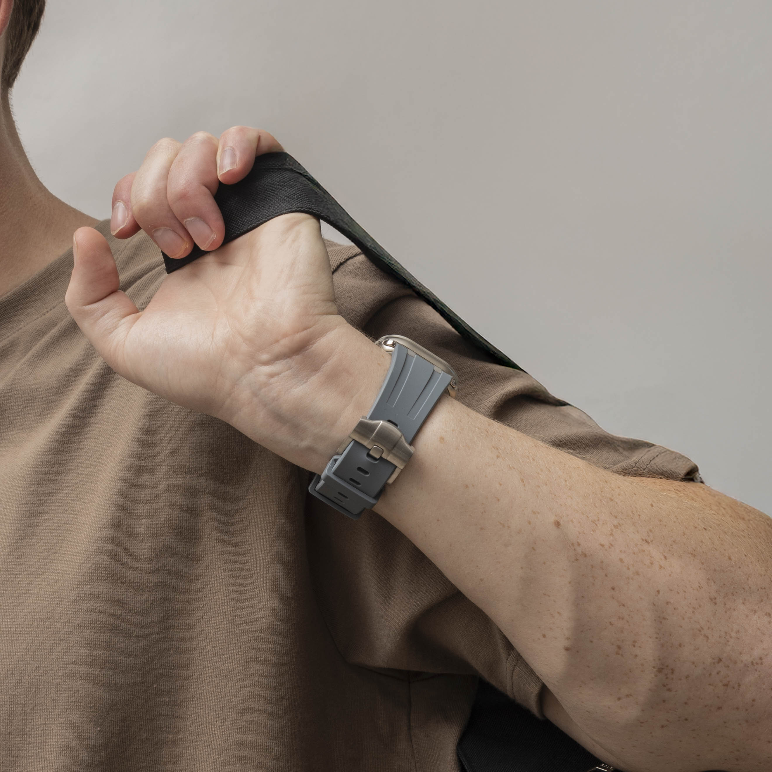 Apple Watch Ultra Luxury Liquid Silicone Strap (Dark Grey with Titanium)