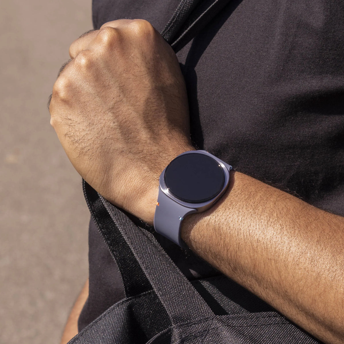 Silicone Strap, grey-blue, lifestyle photo