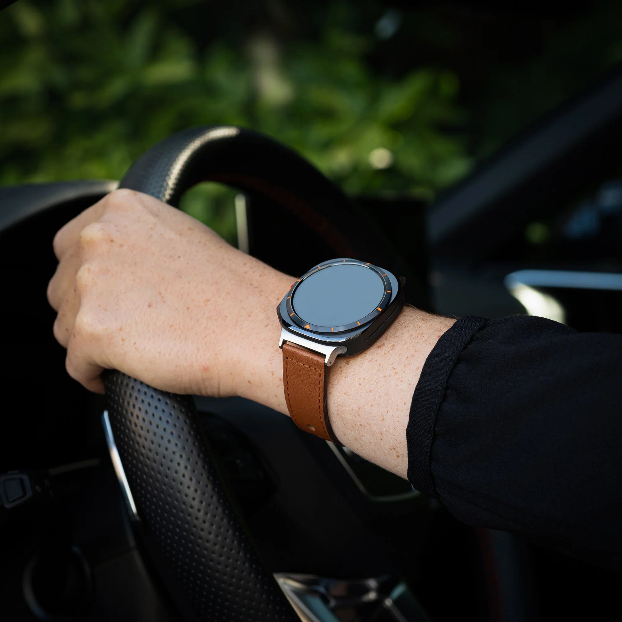 Samsung Galaxy Watch Ultra 2 Leather Strap with Snap Closure (Brown)