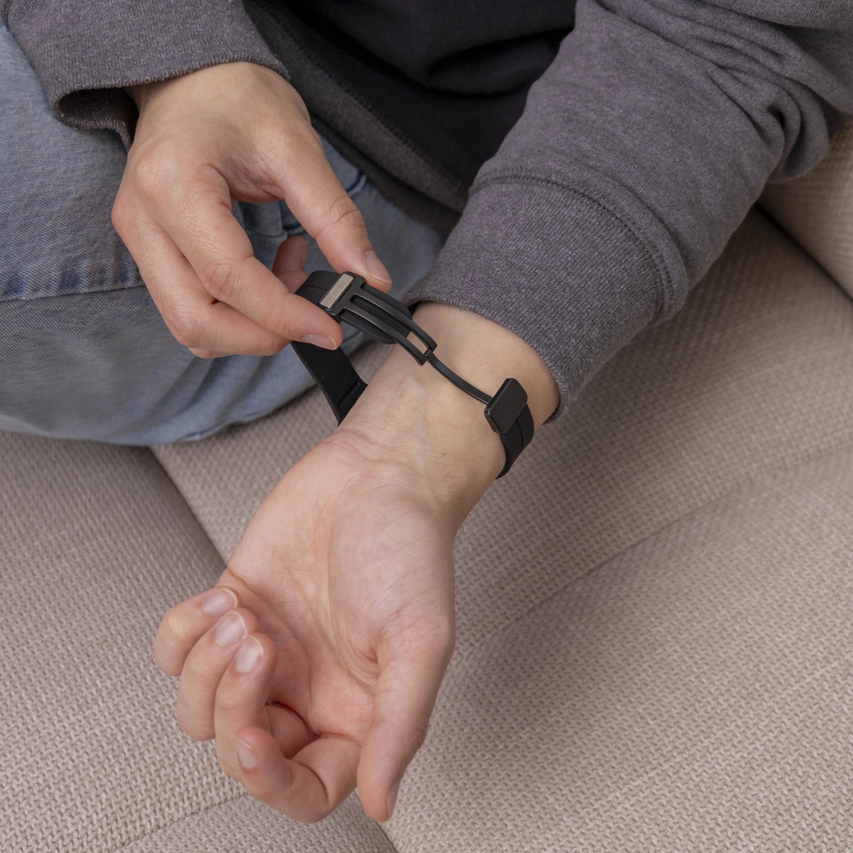 D-Buckle Silicone Strap, black, lifestyle photo