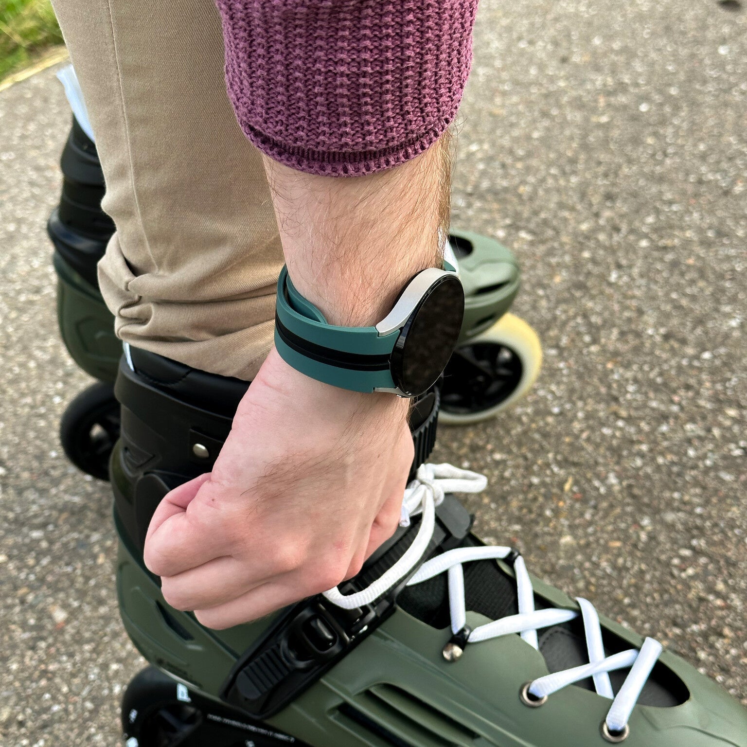 Silicone Magnetic Sport Strap, green/black, lifestyle photo