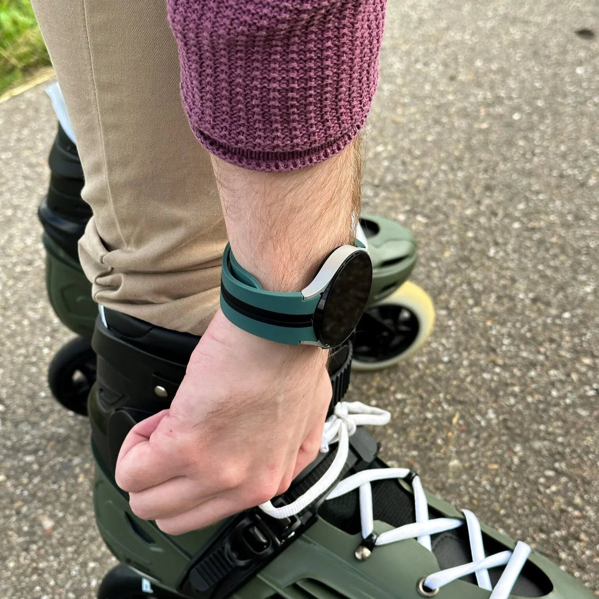 Silicone Magnetic Sport Strap, green/black, lifestyle photo