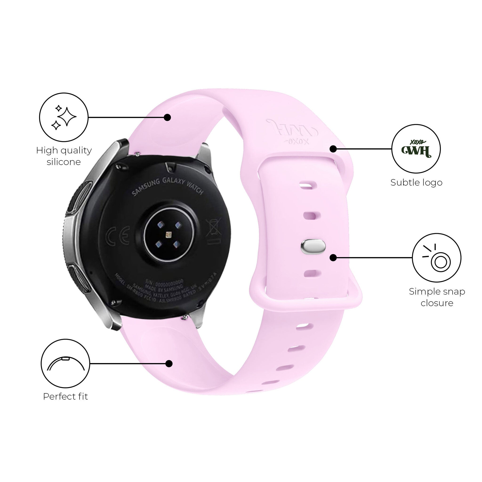 xoxo Wildhearts Samsung Galaxy Watch Active Silicone Strap (Bright Pink)