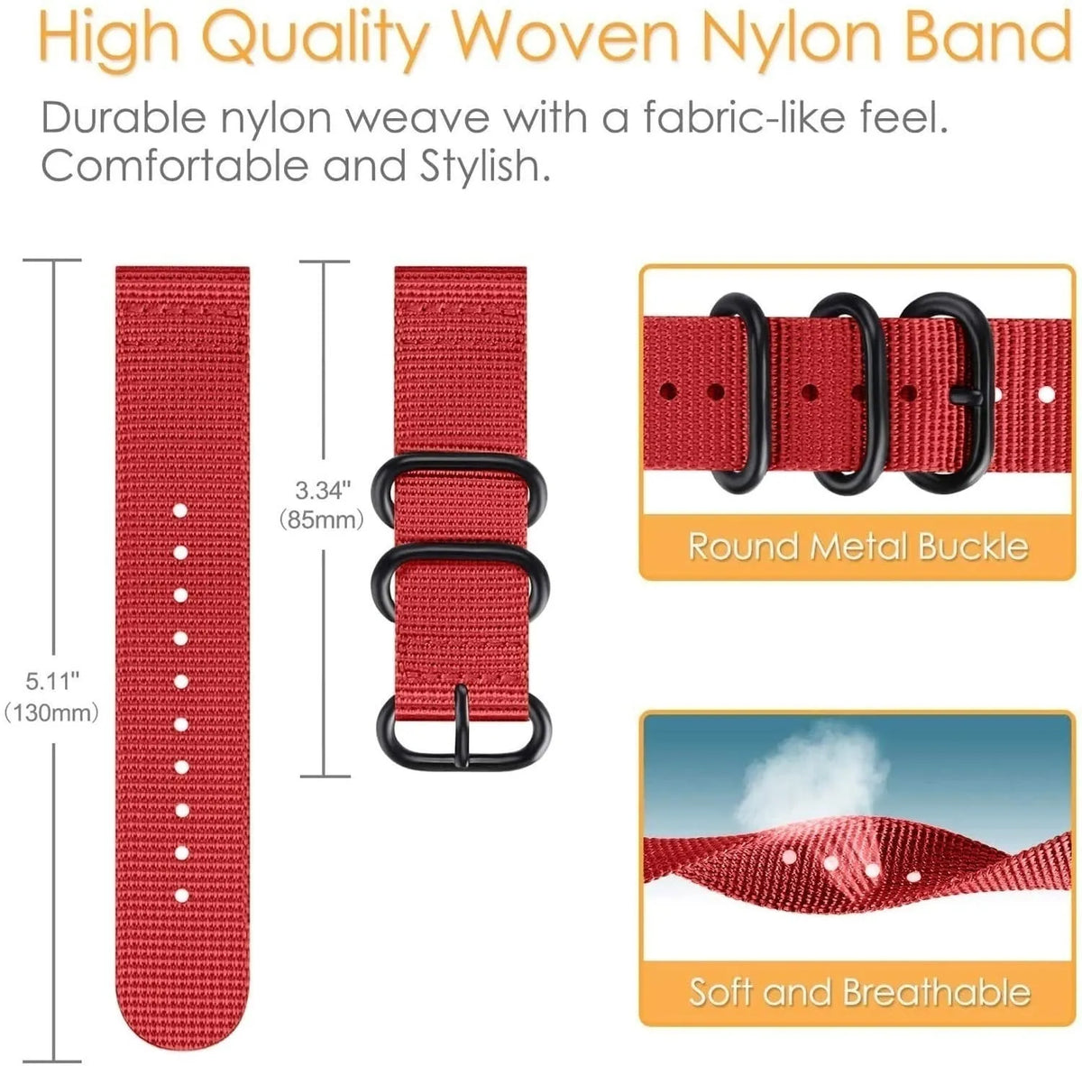 Nylon Buckle Strap, red, infographic (USP banner)