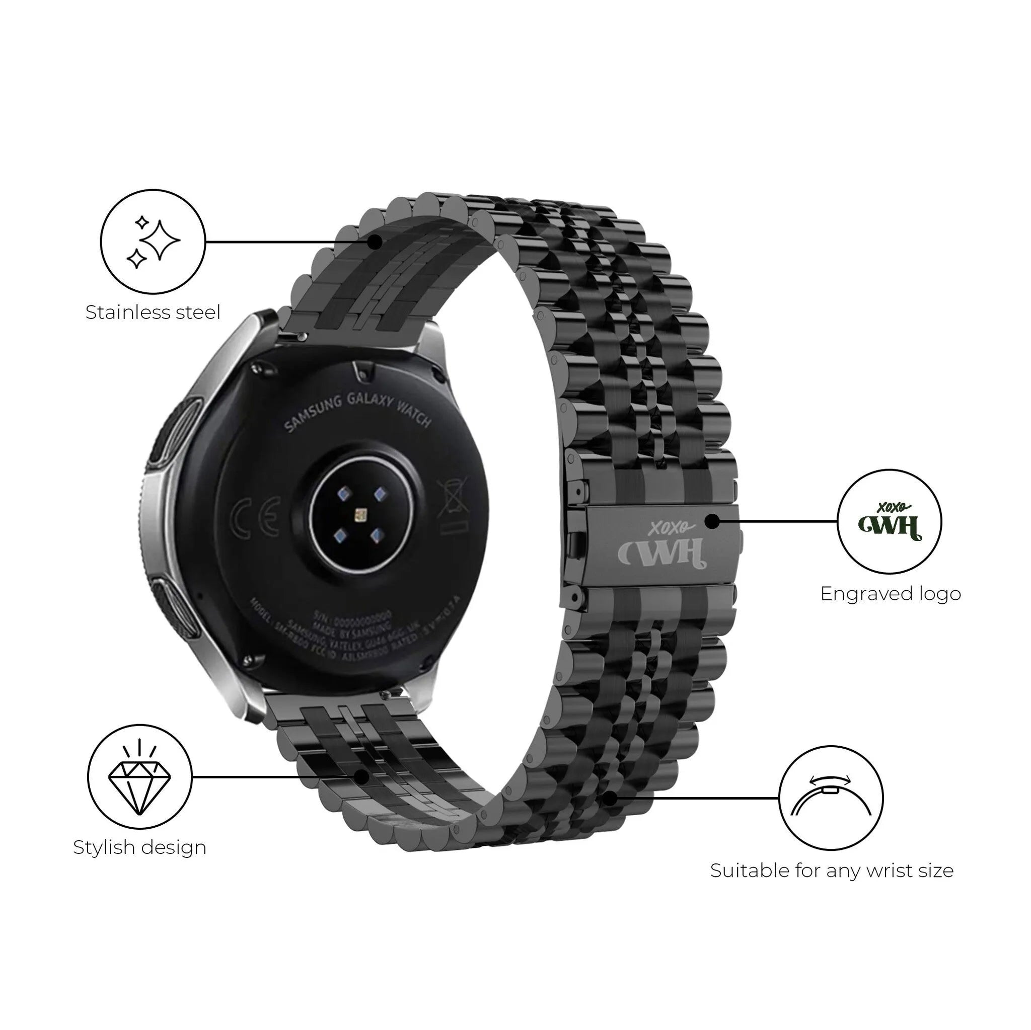 xoxo Wildhearts Amazfit GTR 2 Steel Strap (Black)