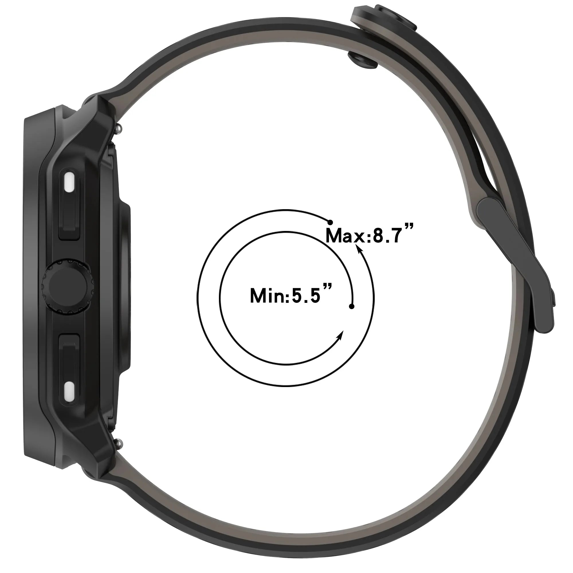 Gard Pro Health Smartwatch 2 Striped Silicone Strap (Black)