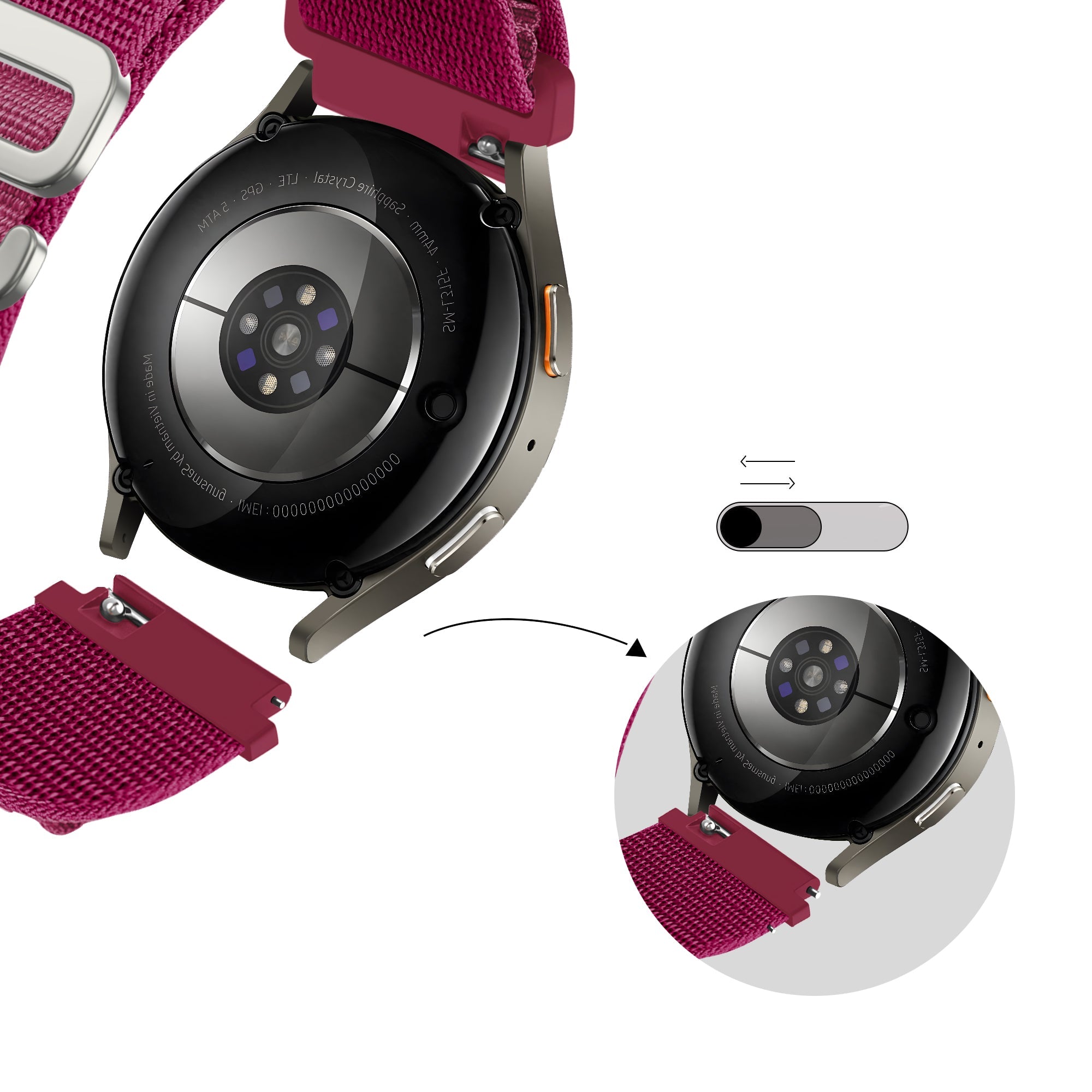 Bandz Samsung Galaxy Watch 7 - 44mm Alpine Nylon Strap (Rose-Red)