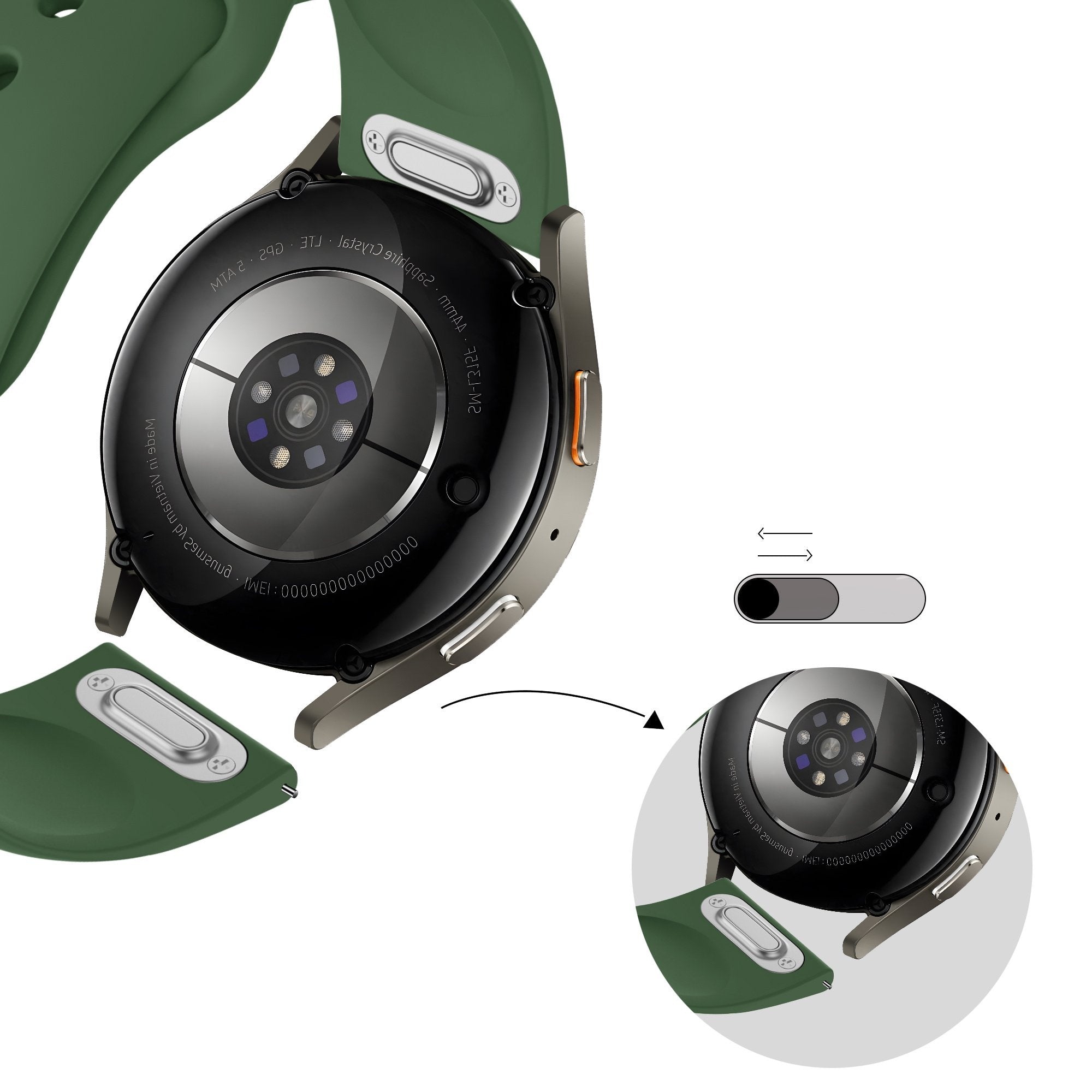 Bandz Samsung Galaxy Watch 5 Pro Sport Strap 'Easy Fit' (Green)