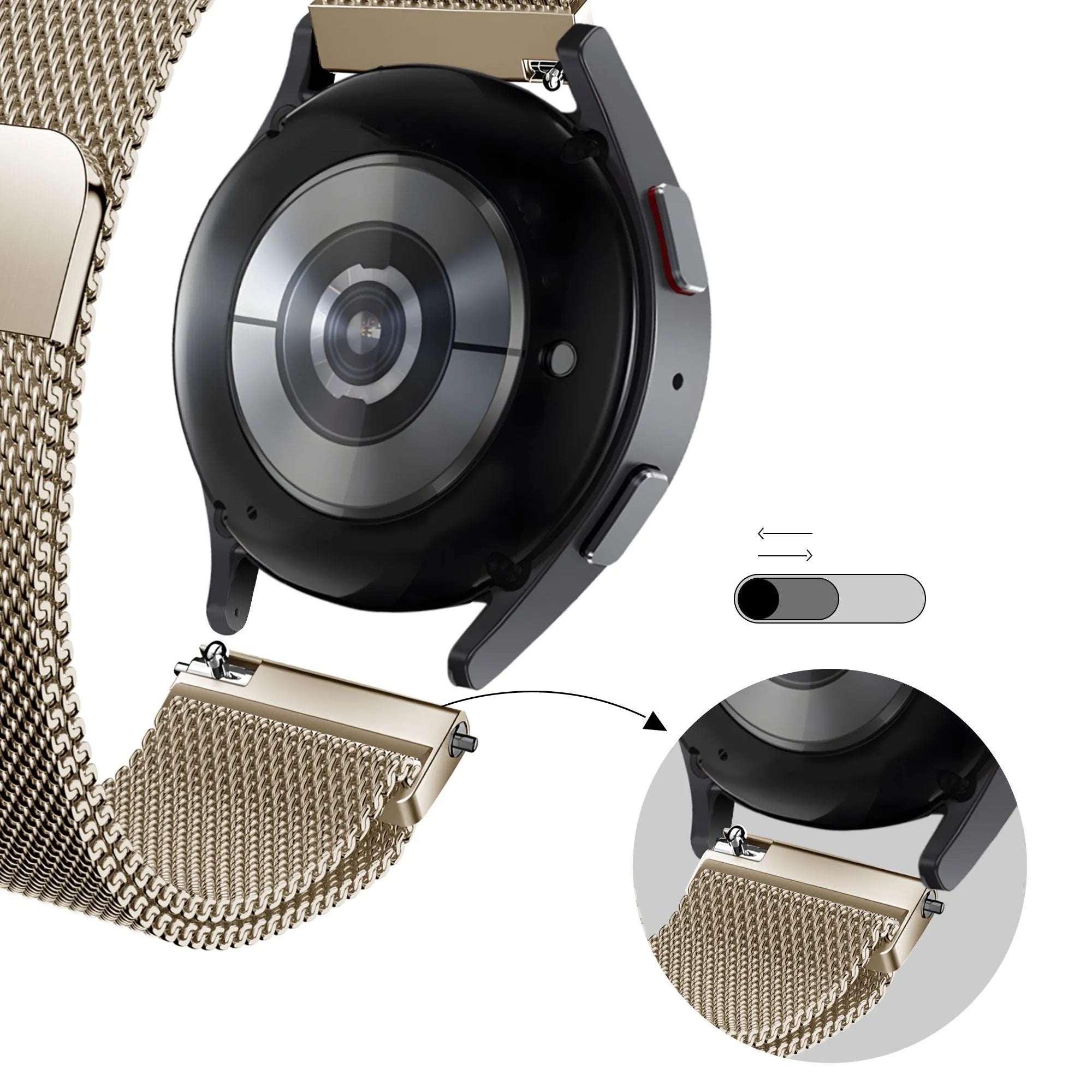 Bandz Actyve Smartwatch 20mm Milanese Loop Strap (Champagne)