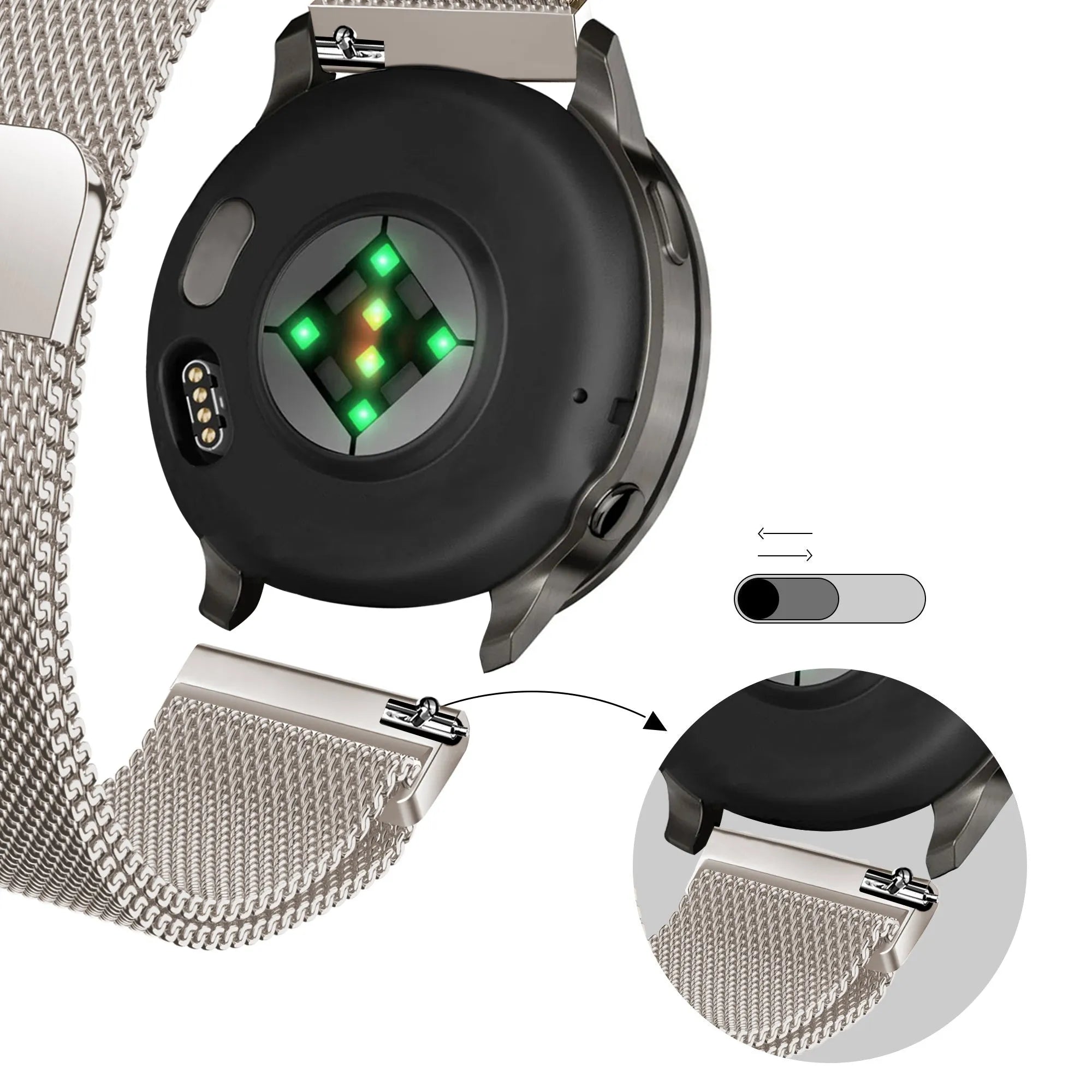Bandz Garmin Forerunner 265s Milanese Loop Strap (Starlight)