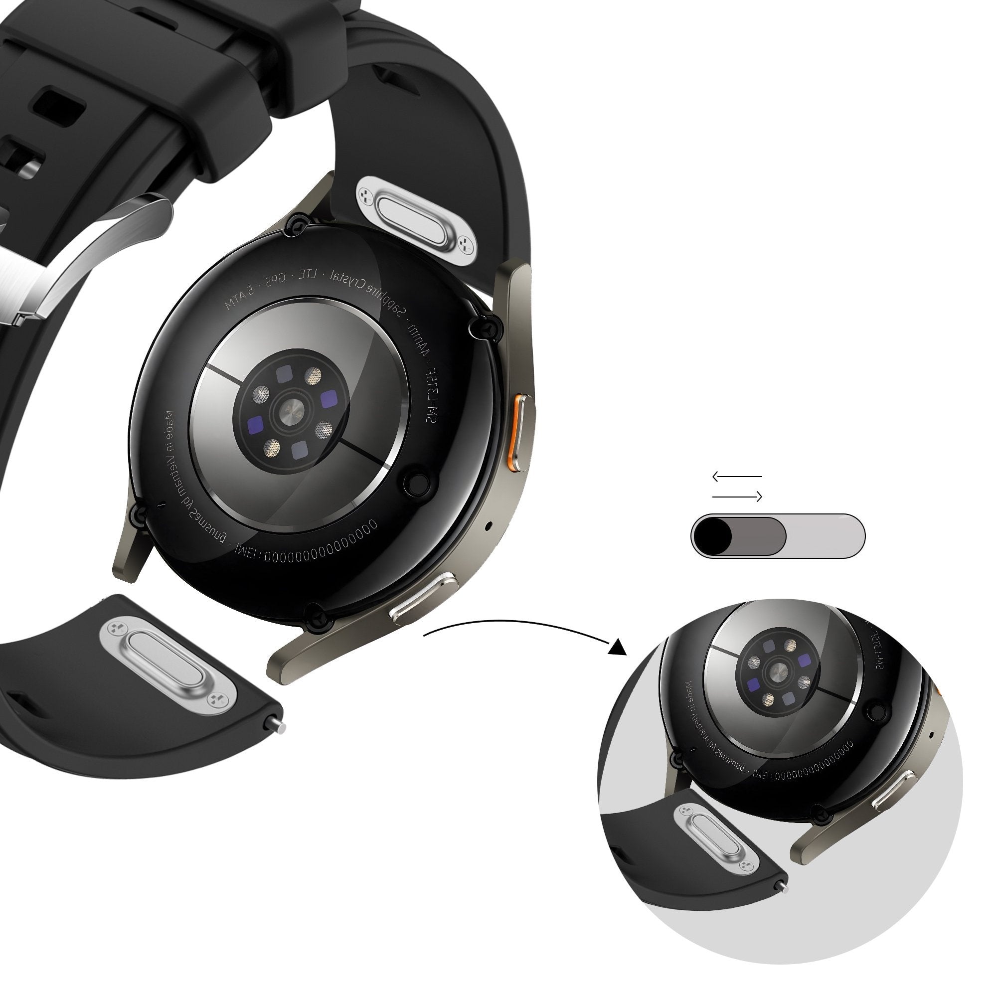 Bandz Samsung Galaxy Watch 4 Classic 42mm Silicone Strap 'Easy Fit' (Black)