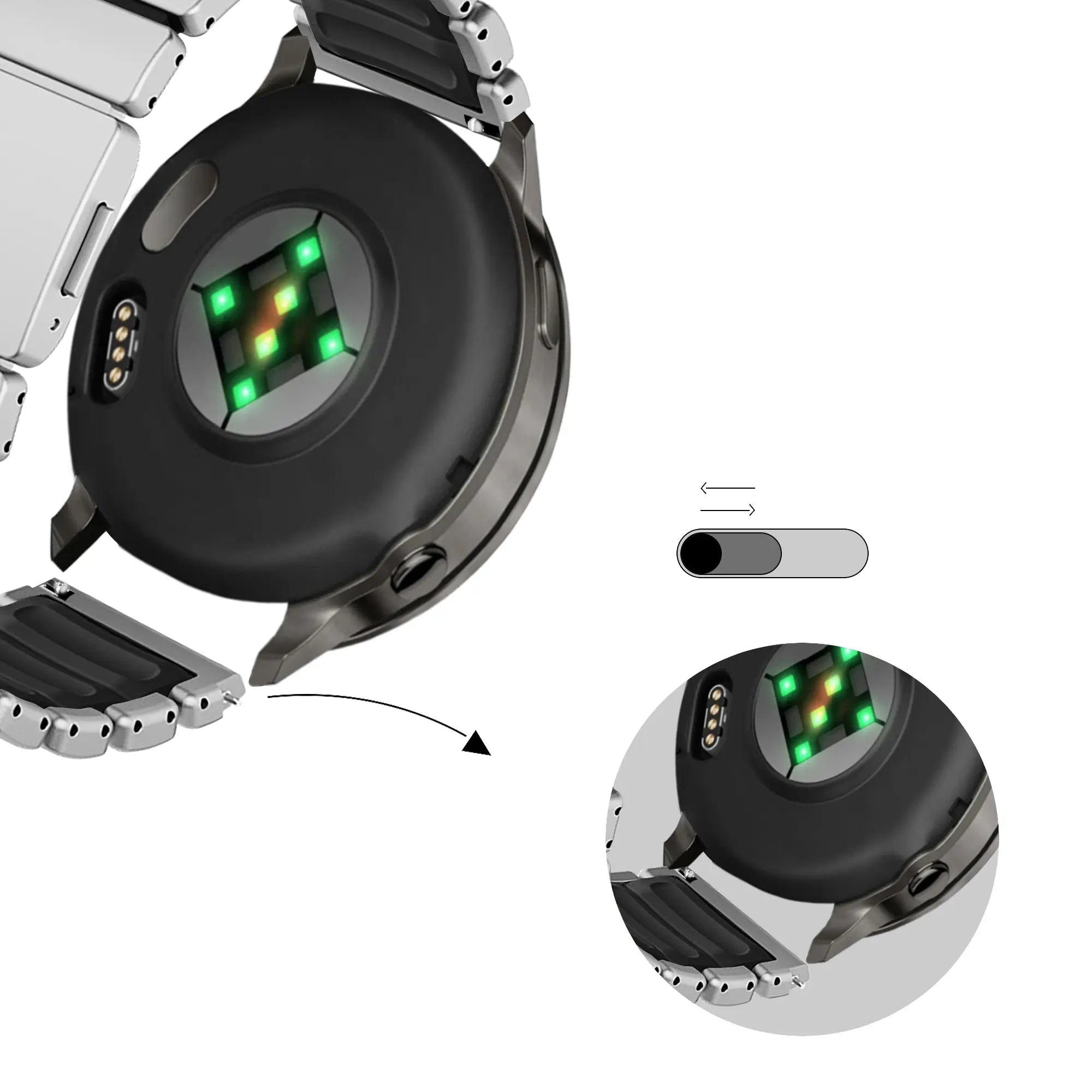 Bandz Huawei Watch GT 4 - 46mm Titanium Strap 'Hybrid' (Titanium/Black)