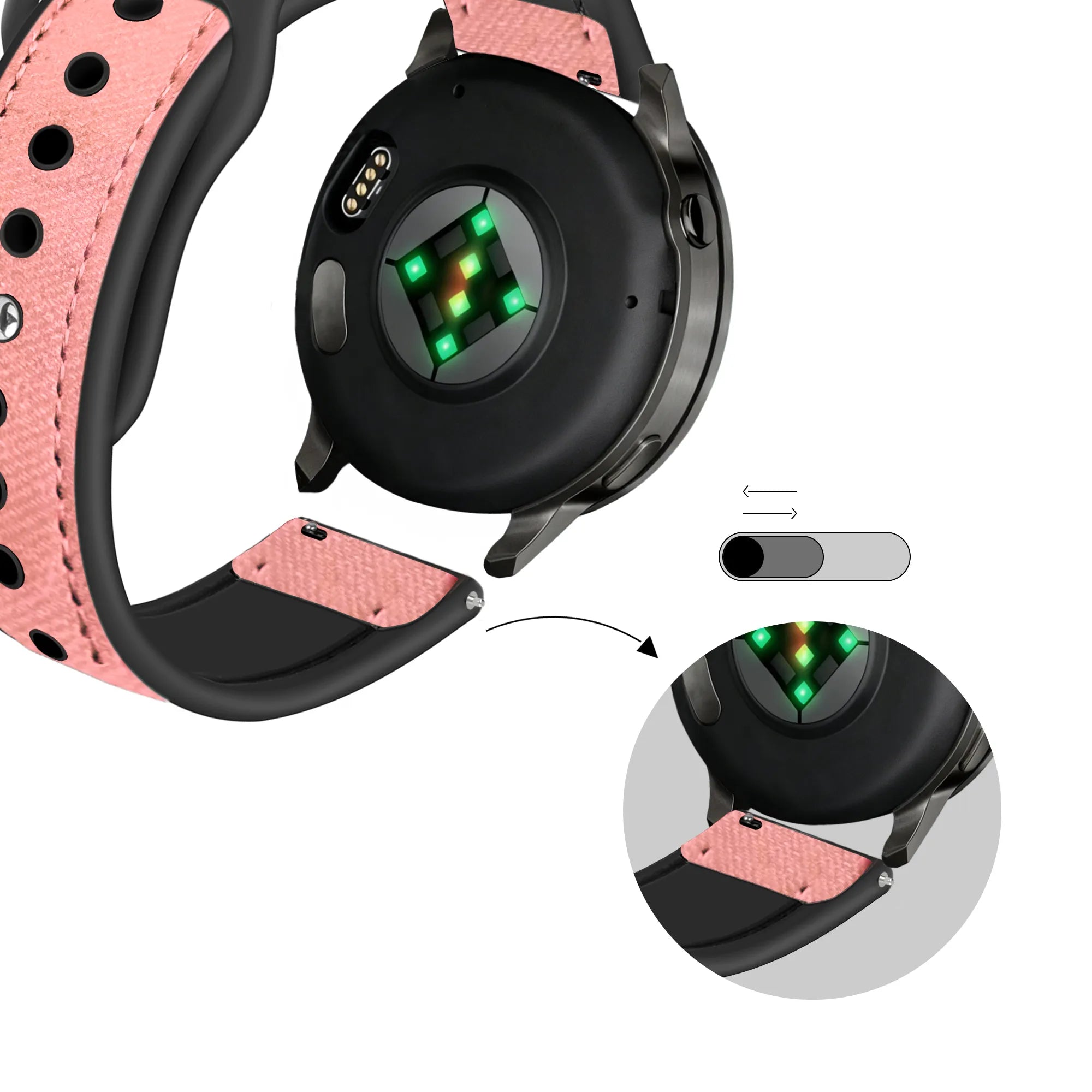 Bandz Garmin Vivomove Trend Leather Strap 'Hybrid' (Pink)
