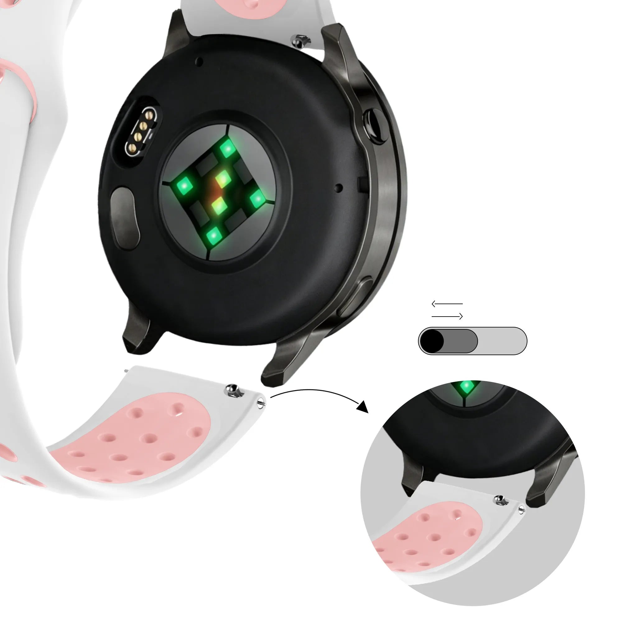 Bandz Garmin Vivomove Trend Sport Strap 'Deluxe' (White/Pink)