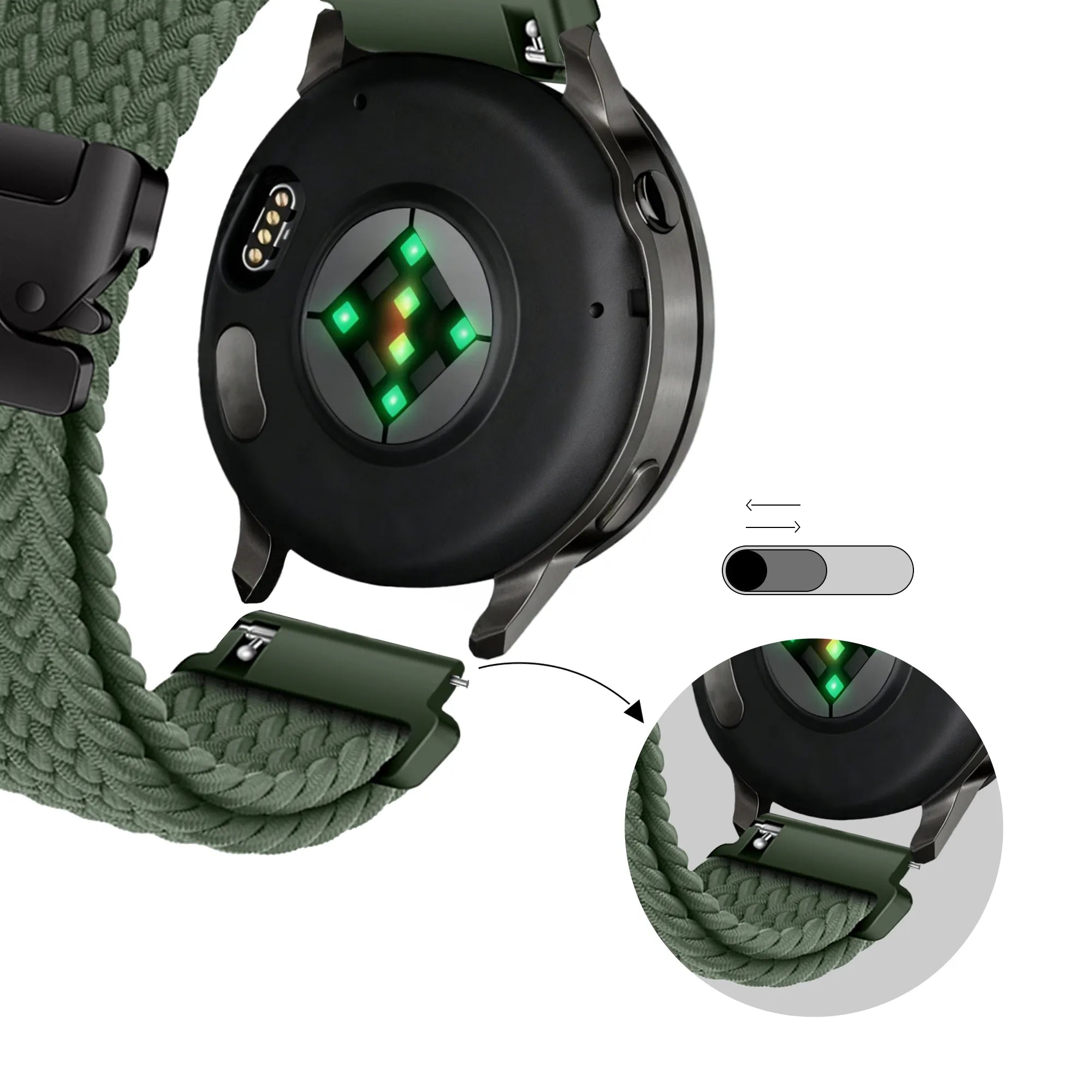 Bandz Garmin Forerunner 255 Braided Strap 'Parachute' (Green)