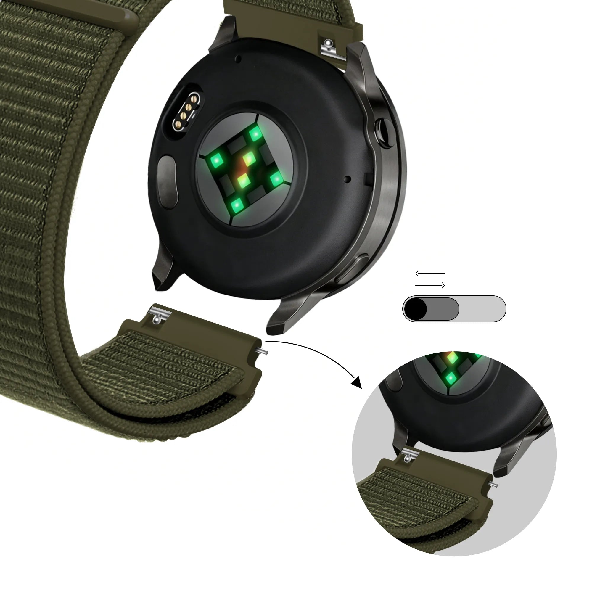 Bandz Garmin Venu 2 Nylon Loop Strap (Olive)