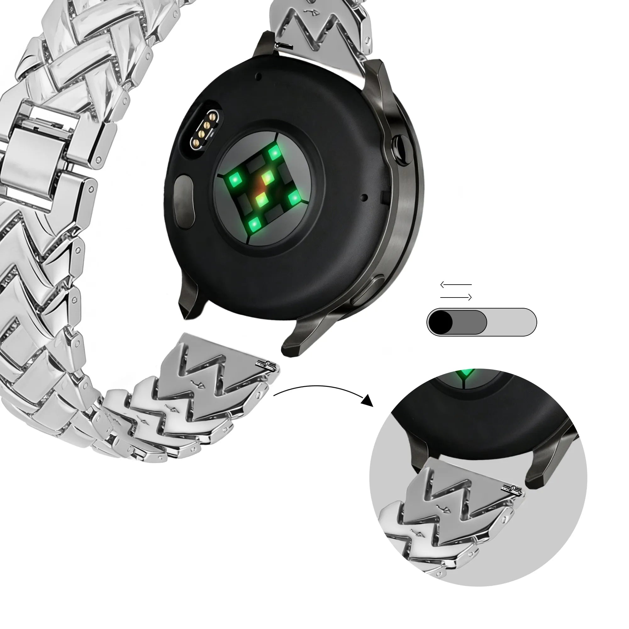 Bandz Garmin Venu 4 - 41mm Metal Strap 'V-Type' (Silver)