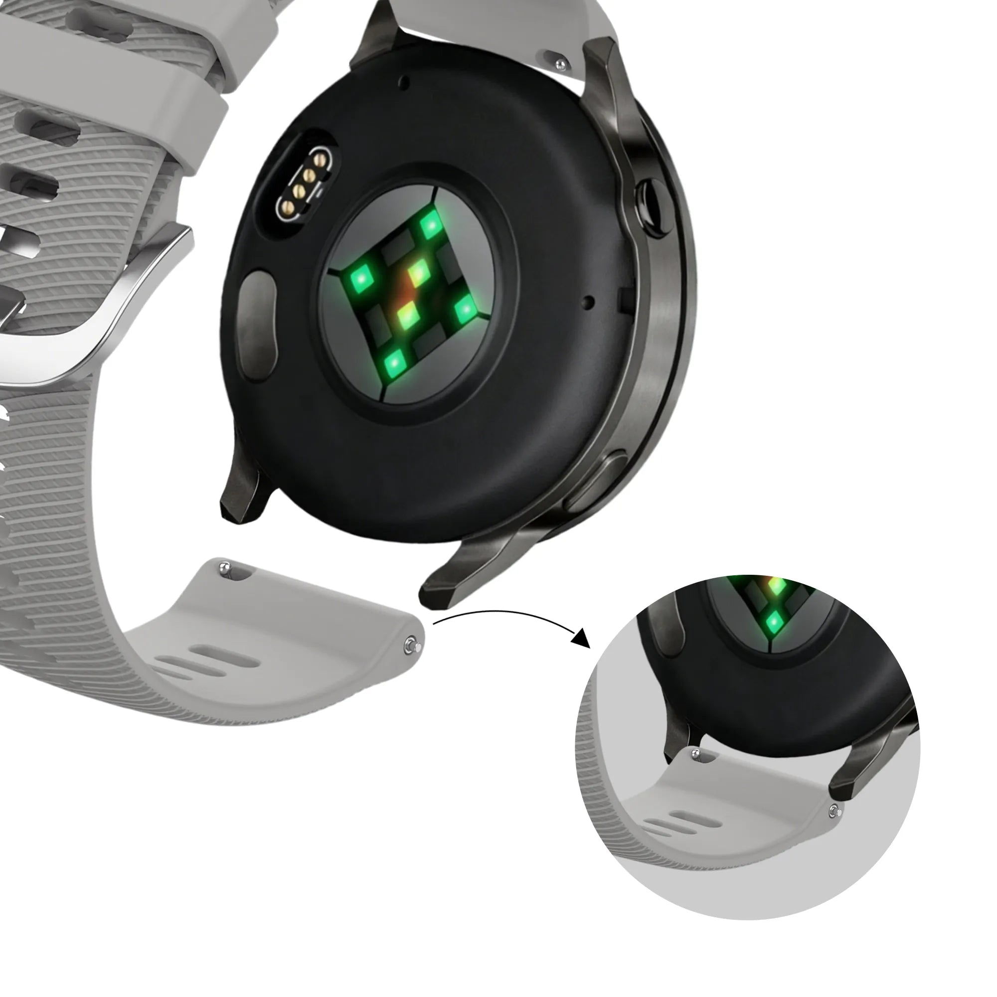 Bandz Garmin Forerunner 265s Silicone Strap 'Deluxe' (Grey)