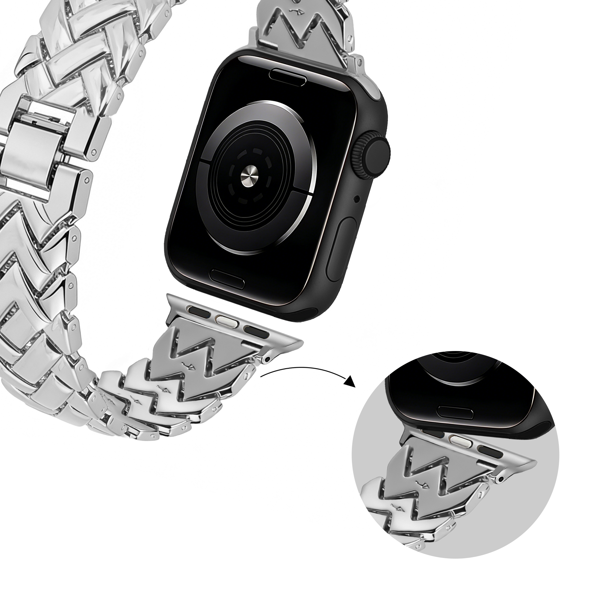 Bandz Apple Watch Metal Strap 'V-Type' (Silver)