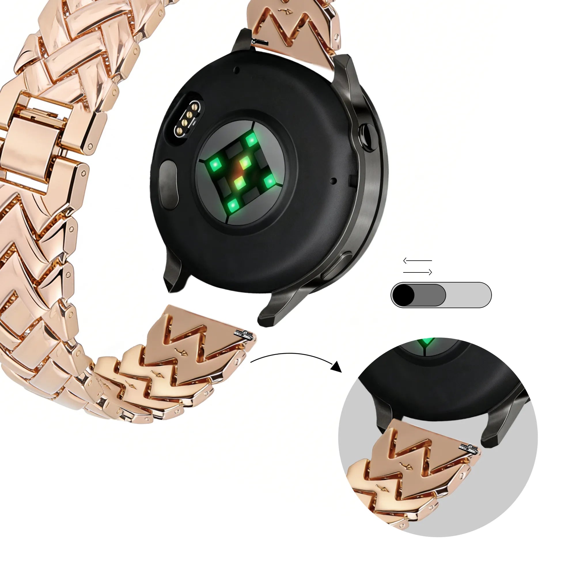 Bandz Fossil Gen 6 - 42mm Metal Strap 'V-Type' (Rose Gold)