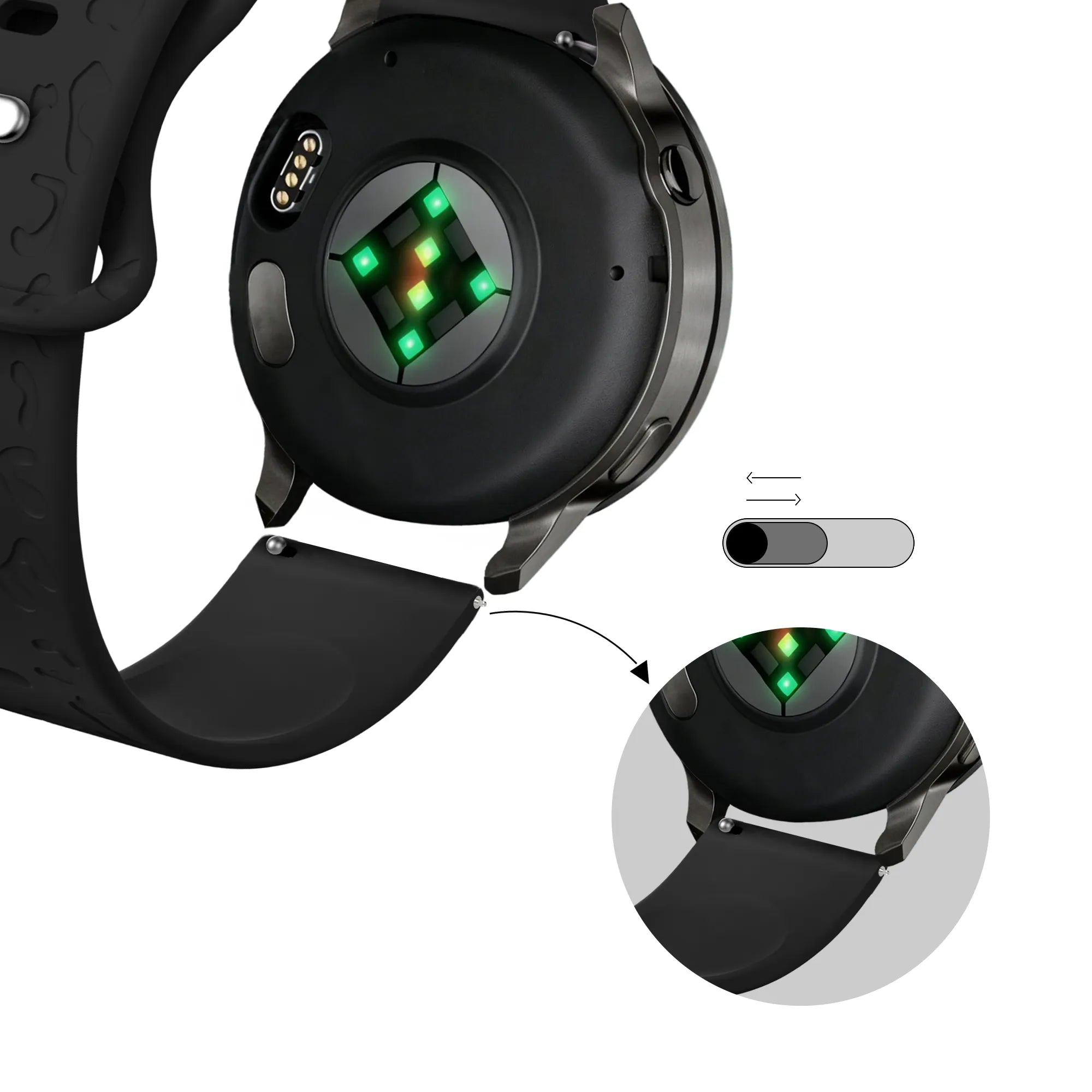 Bandz Garmin Vivomove 3s Silicone Strap 'Leopard' (Black)