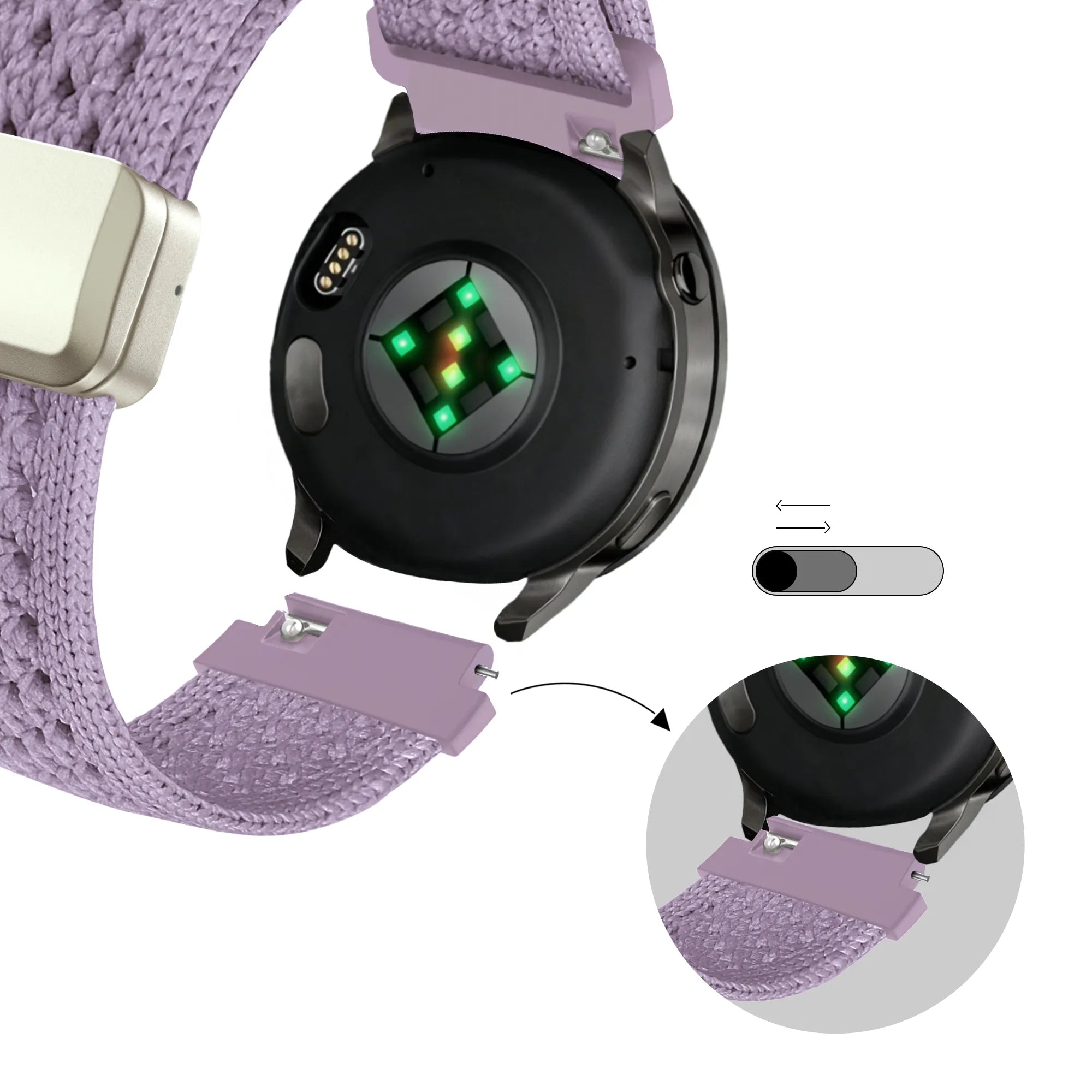 Bandz Garmin Vivomove 3s Vintage Nylon Strap (Light Purple)