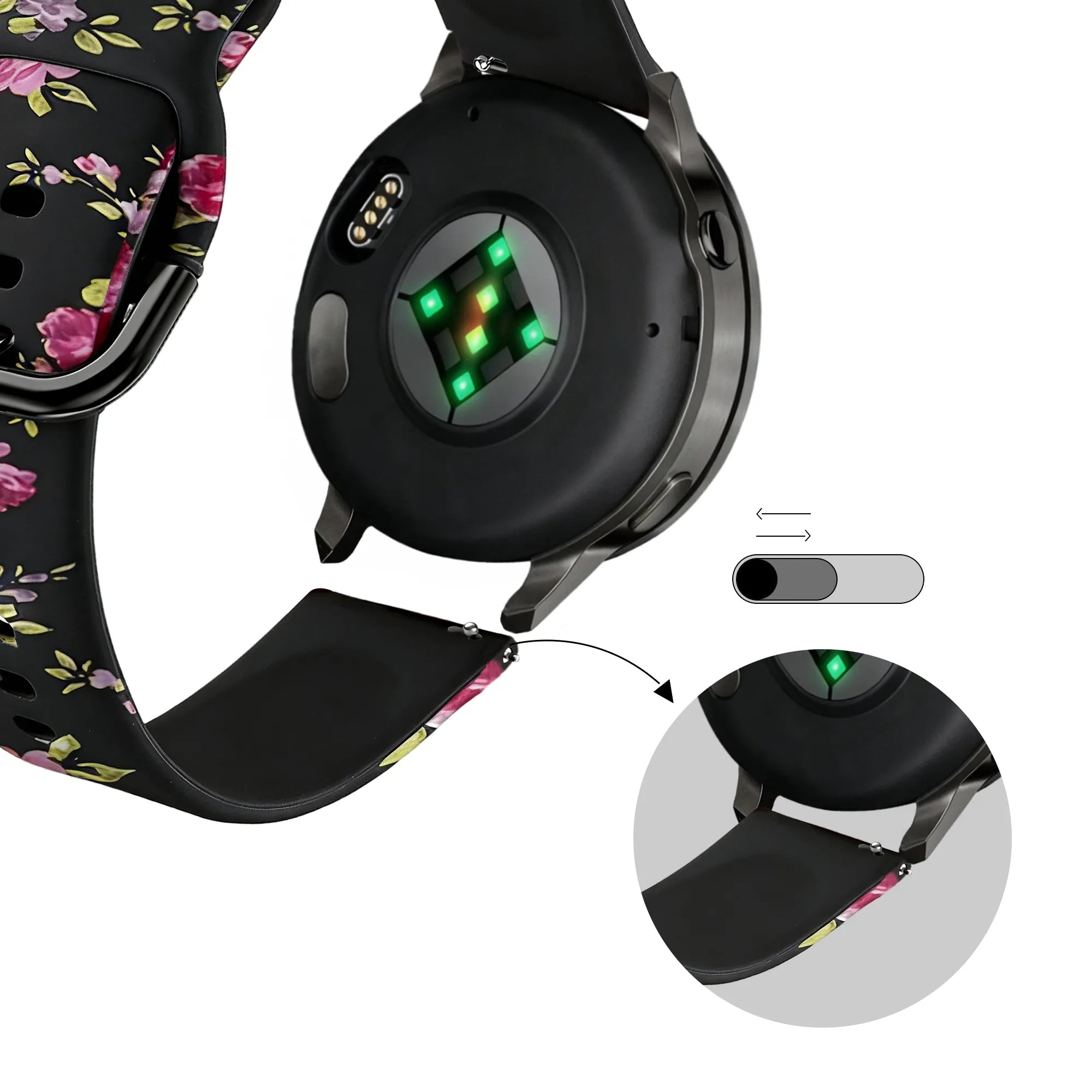 Bandz Garmin Vivomove Sport Silicone Strap 'Pink Flower'