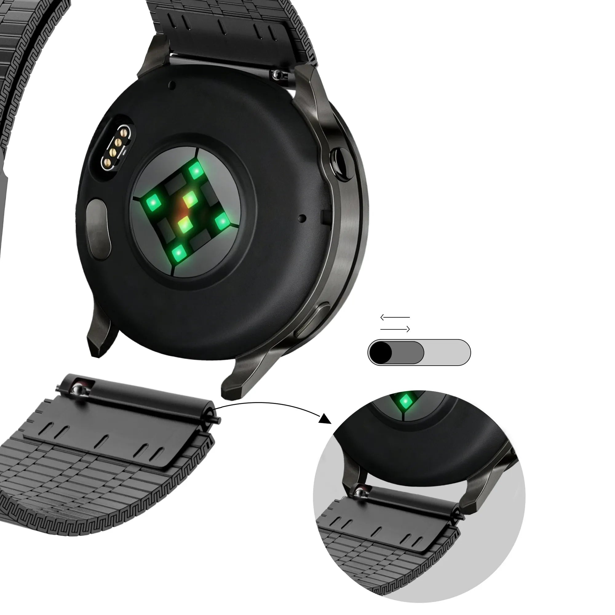 Bandz Garmin Bounce 2 Adjustable Steel Strap (Black)
