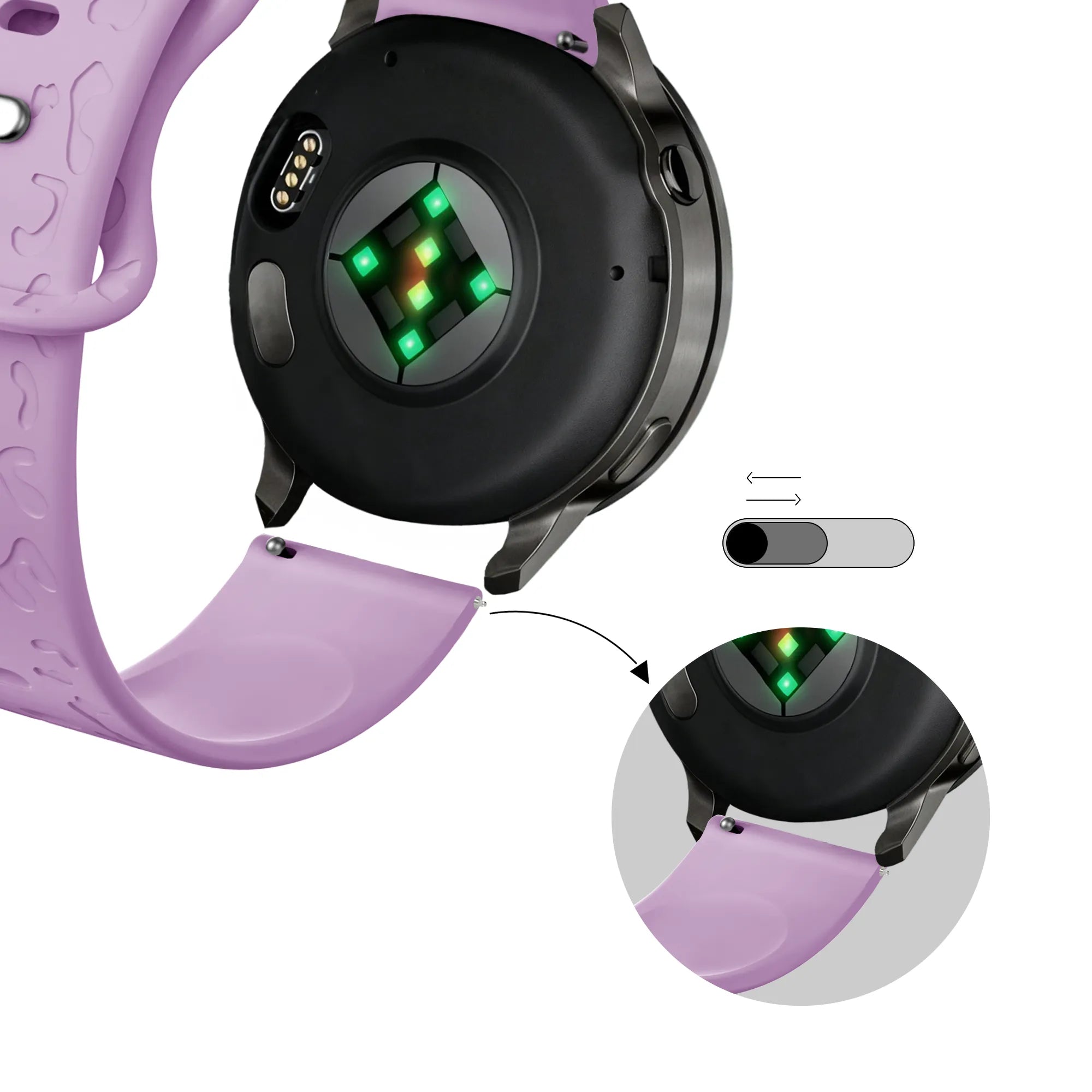 Bandz Garmin Vivomove Sport Silicone Strap 'Leopard' (Light Purple)