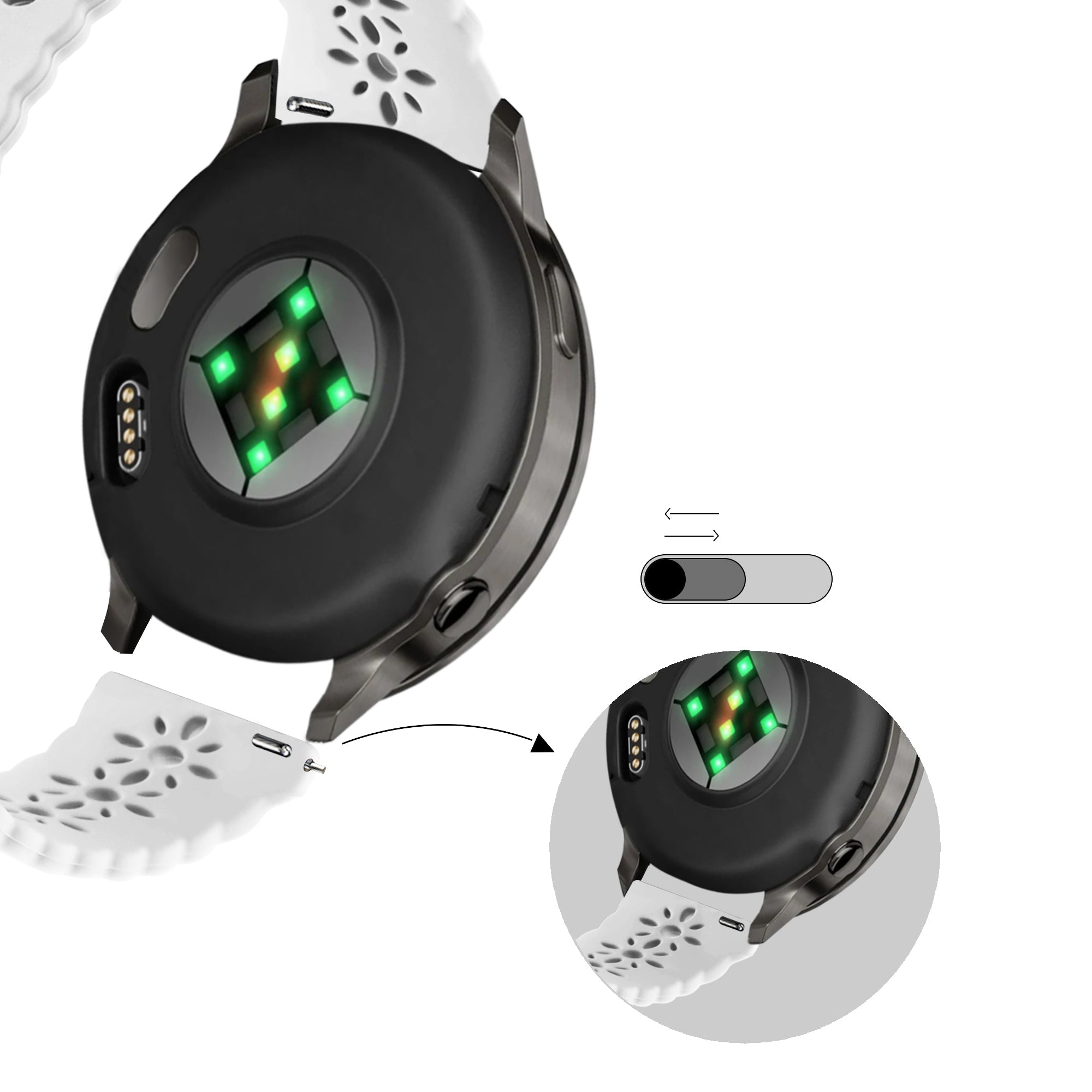 Bandz Garmin Vivomove 3 Silicone Strap 'Lace' (White)