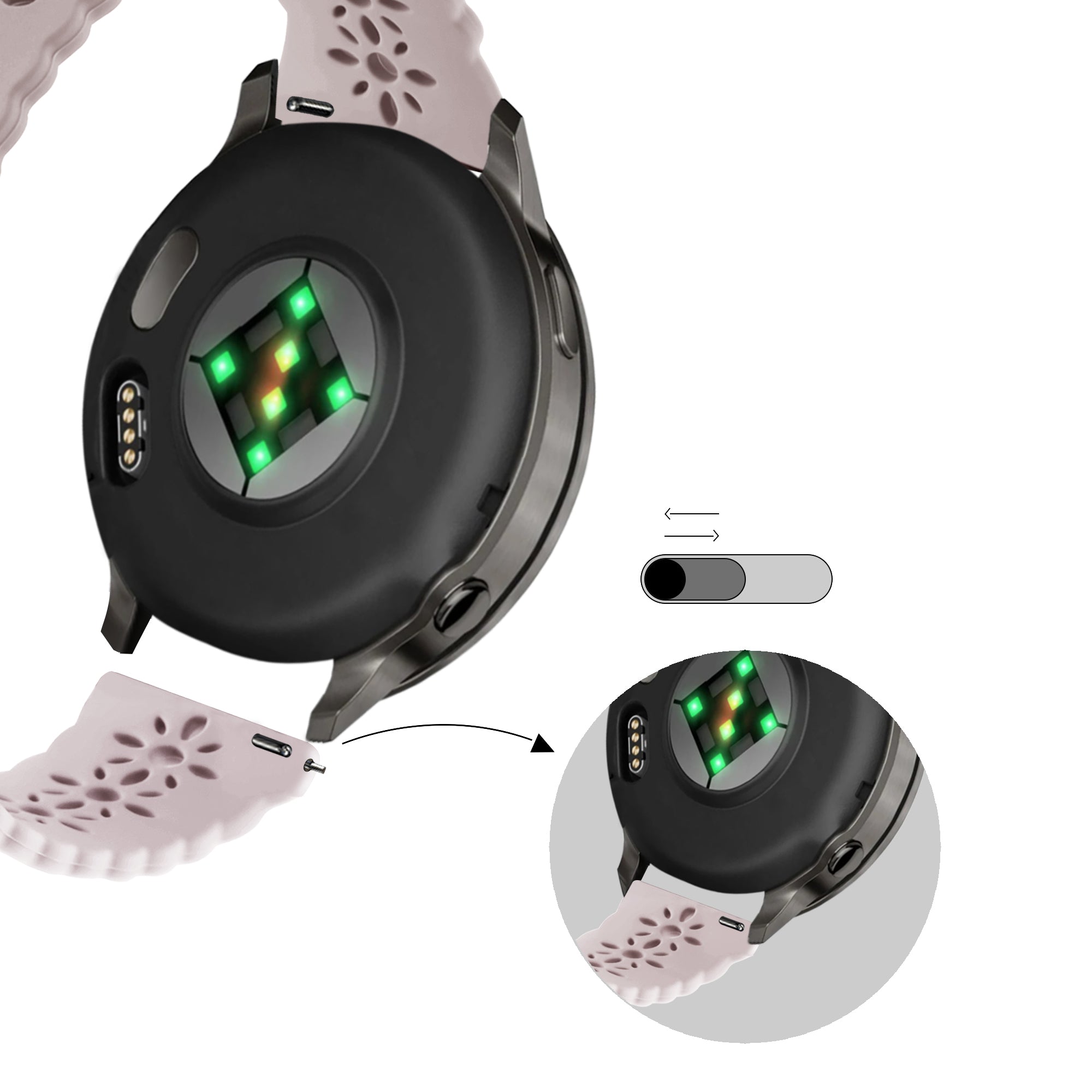 Bandz Garmin Vivomove Trend Silicone Strap 'Lace' (Pink)