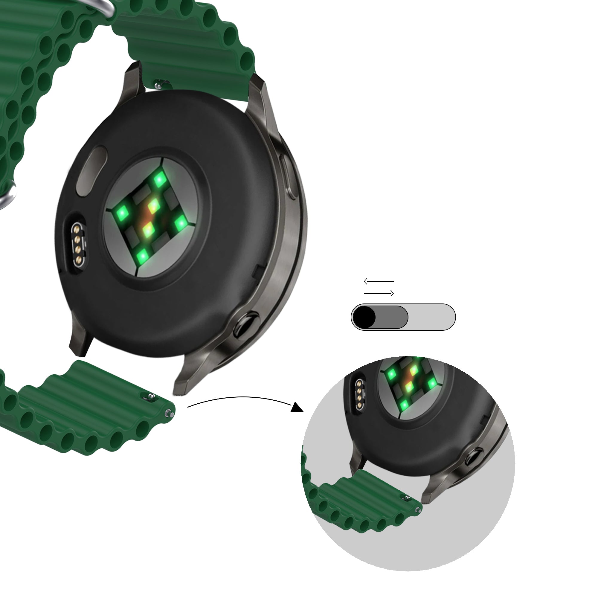 Bandz Garmin Vivomove Trend Ocean Strap 'Classic' (Green)
