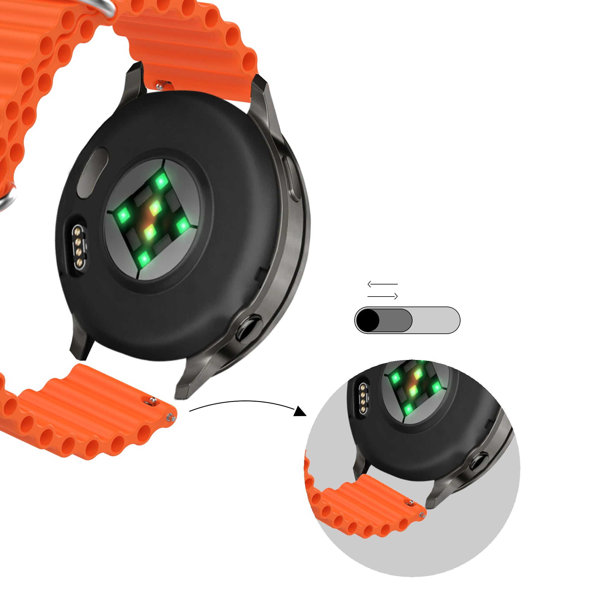 Bandz Garmin Vivomove Trend Ocean Strap 'Classic' (Orange)