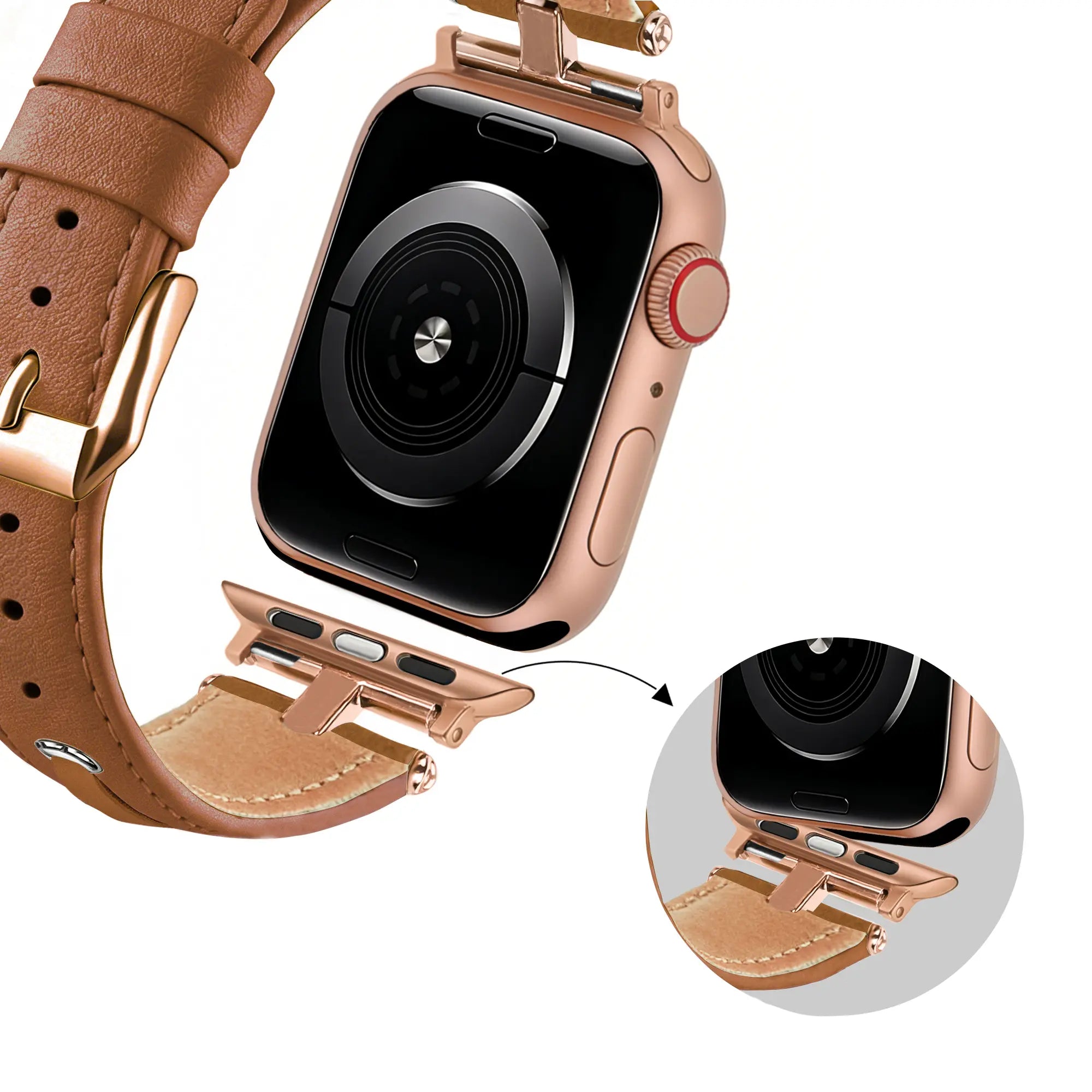 Bandz Apple Watch Leather Strap 'T-Belt' (Brown)