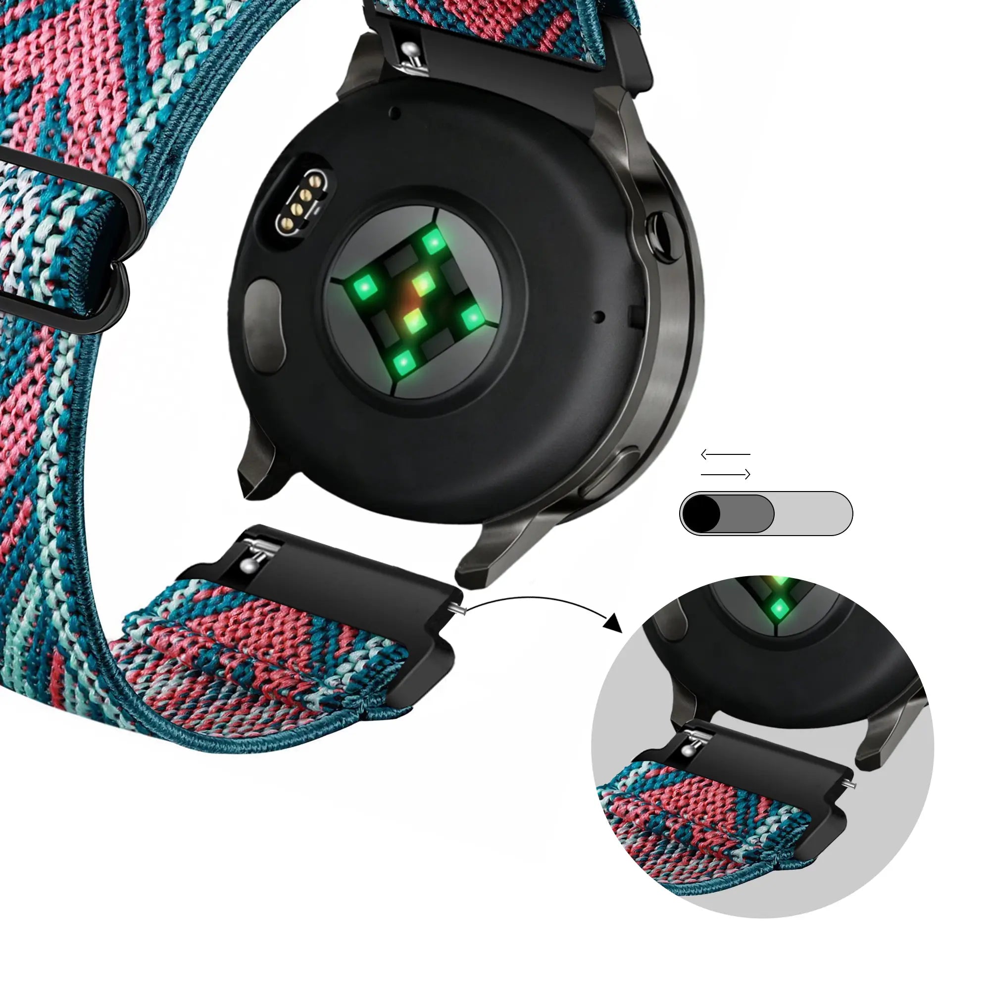 Bandz Garmin Vivomove 3s Elastic Nylon Strap (Blue Mix)