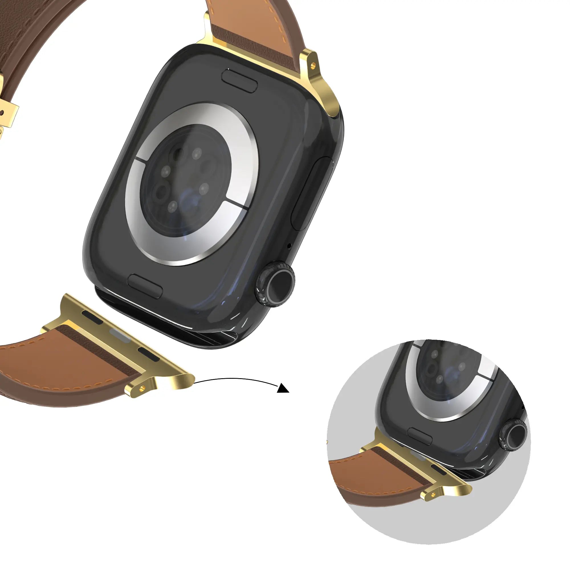 Bandz Apple Watch Leather Strap 'D-Type' (Dark Brown)