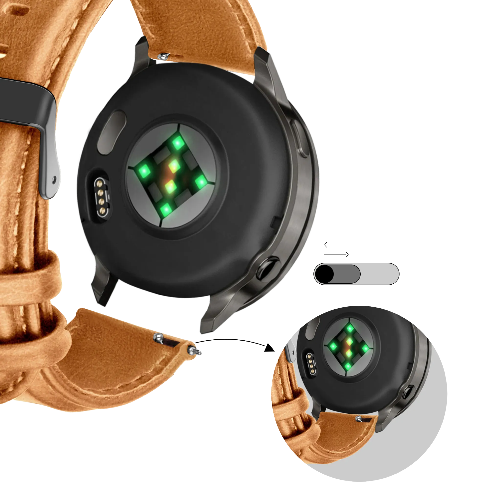 Bandz Garmin Venu 2 Plus Leather Strap 'Classic' (Brown)